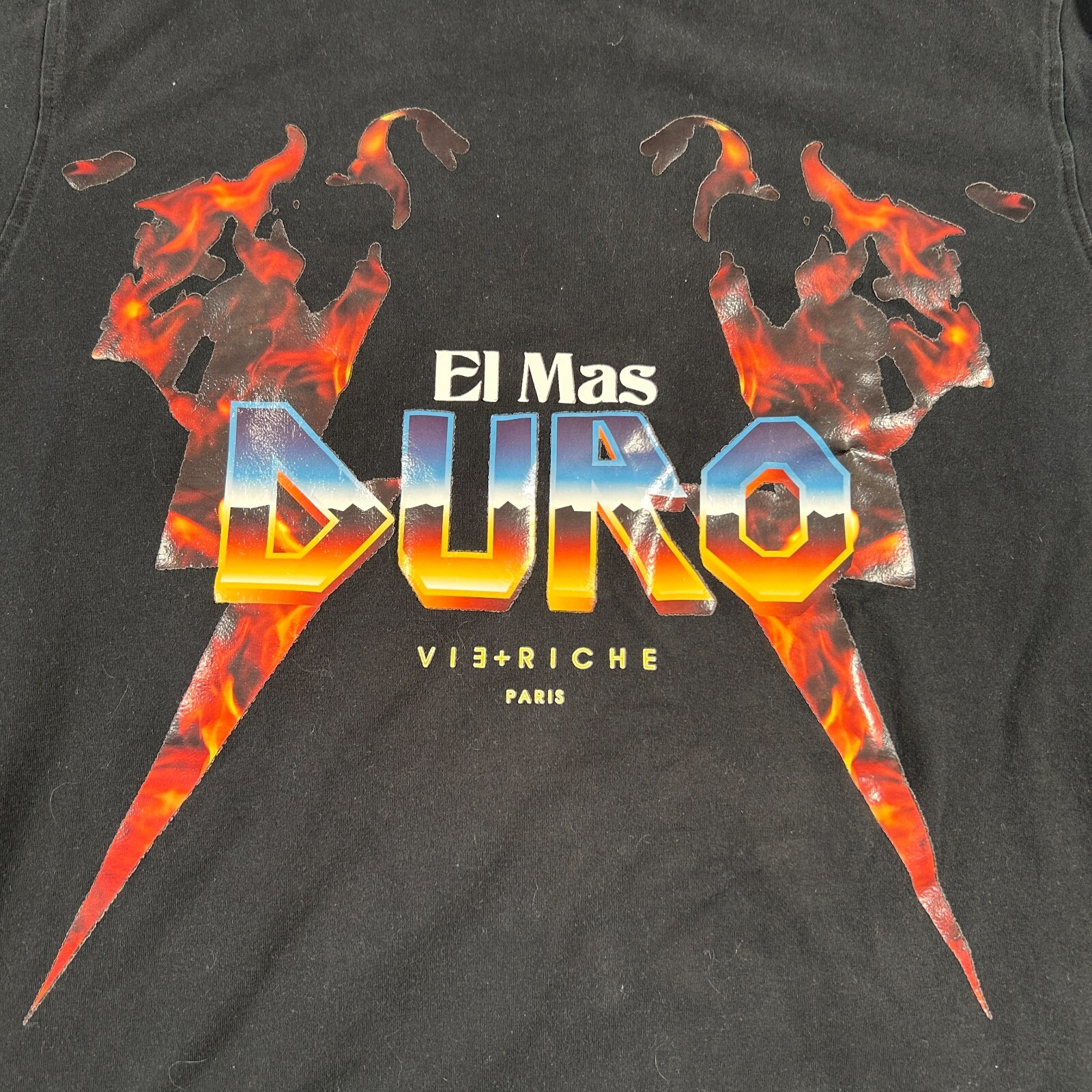 Vie Riche Shirt Men XL Black El Más Duro Flame Music Hip Hop Rock Pullover Tee