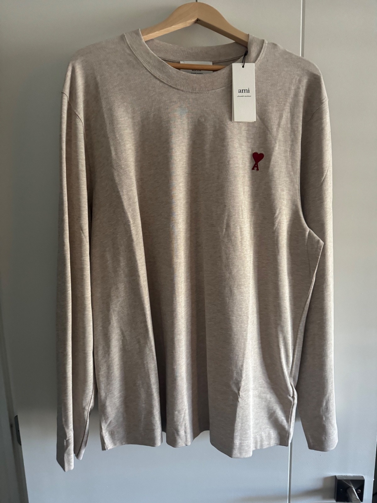 Authentic AMI Paris Long Sleeve T-Shirt NWT Unisex Organic Cotton Made Portugal