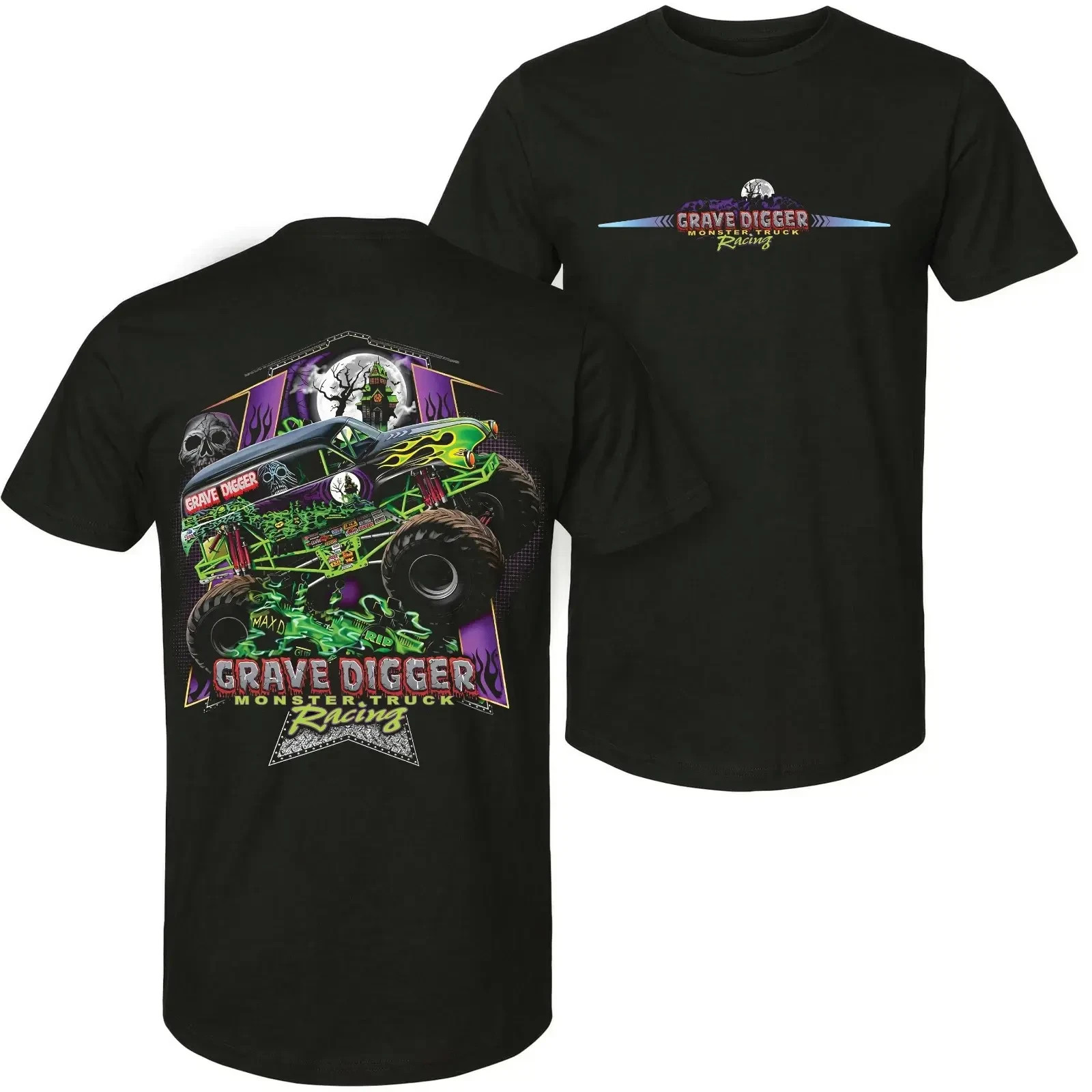 Retro Vintage Y2K Grave Digger Monster Jam Racing T-shirt, Truck Racing 2-Sided