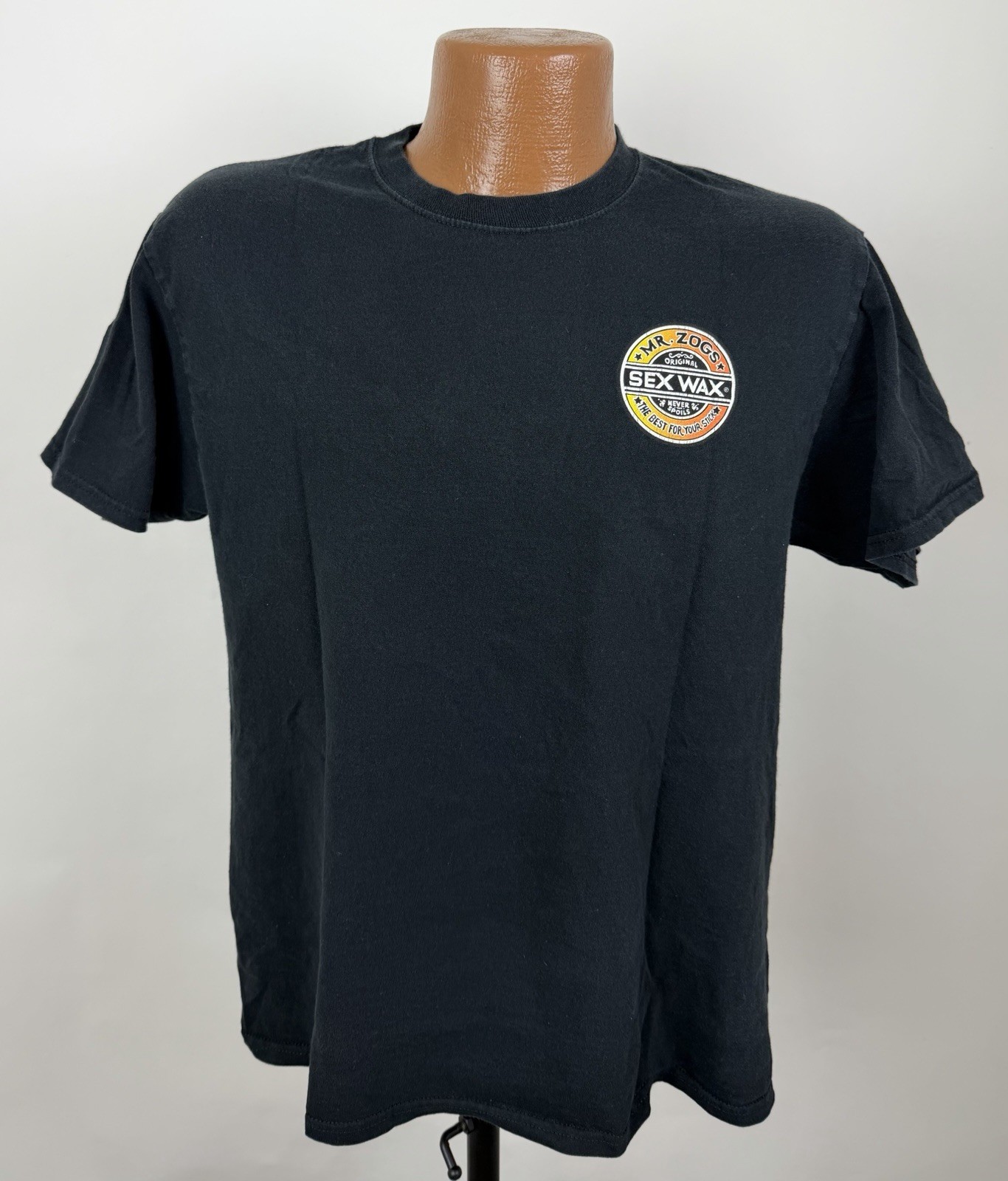 Mr Zogs Sex Wax Shirt Mens Medium Surfer T-shirt Surf Skate Beach Black Tee