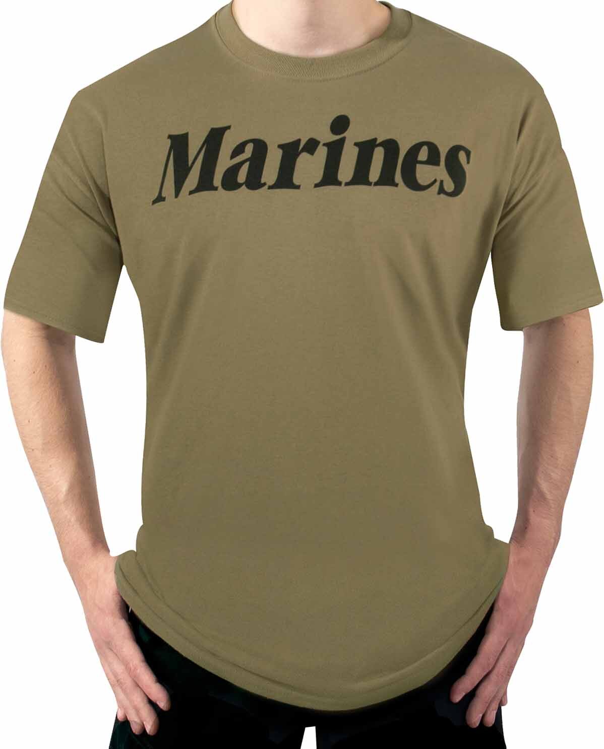 Coyote Brown AR 670-1 MARINES Physical Training T-Shirt USMC Workout PT Tee