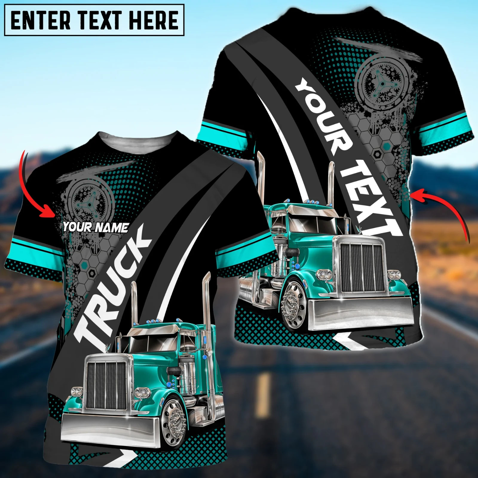 Truck Cyan Personalized Name Shirt For Truck Driver, Trucking Gift Shirt V537
