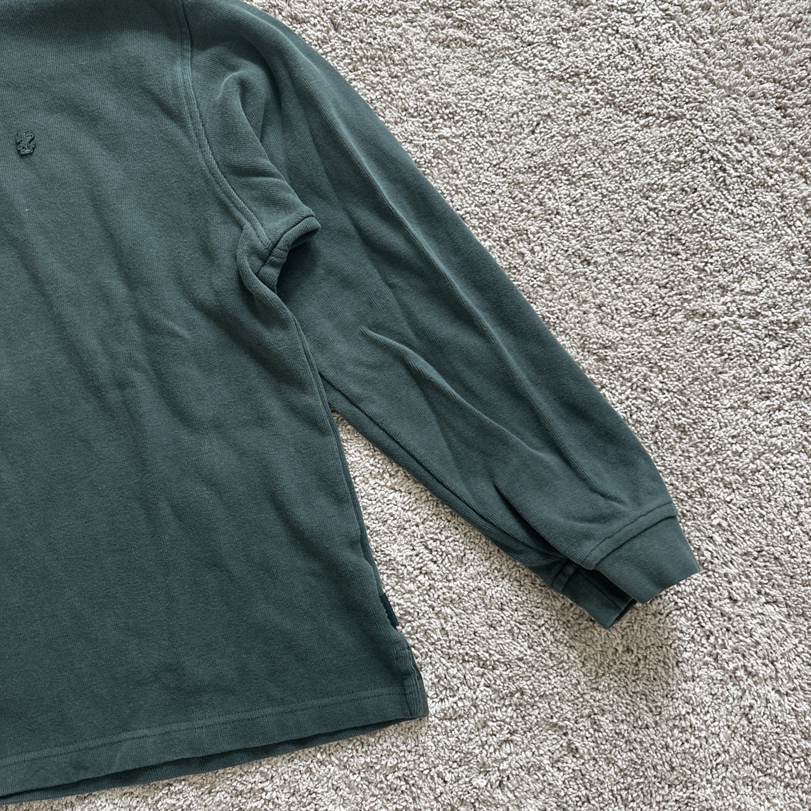 IZOD 1/4 Zip Pullover Mens Large L Forest Green 100% Cotton Mock Neck Sweatshirt