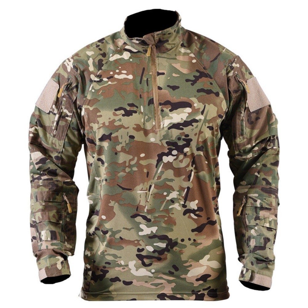 Men Tactical Combat T-Shirt Camouflage Military Shirt Long Sleeves Army Outdoor