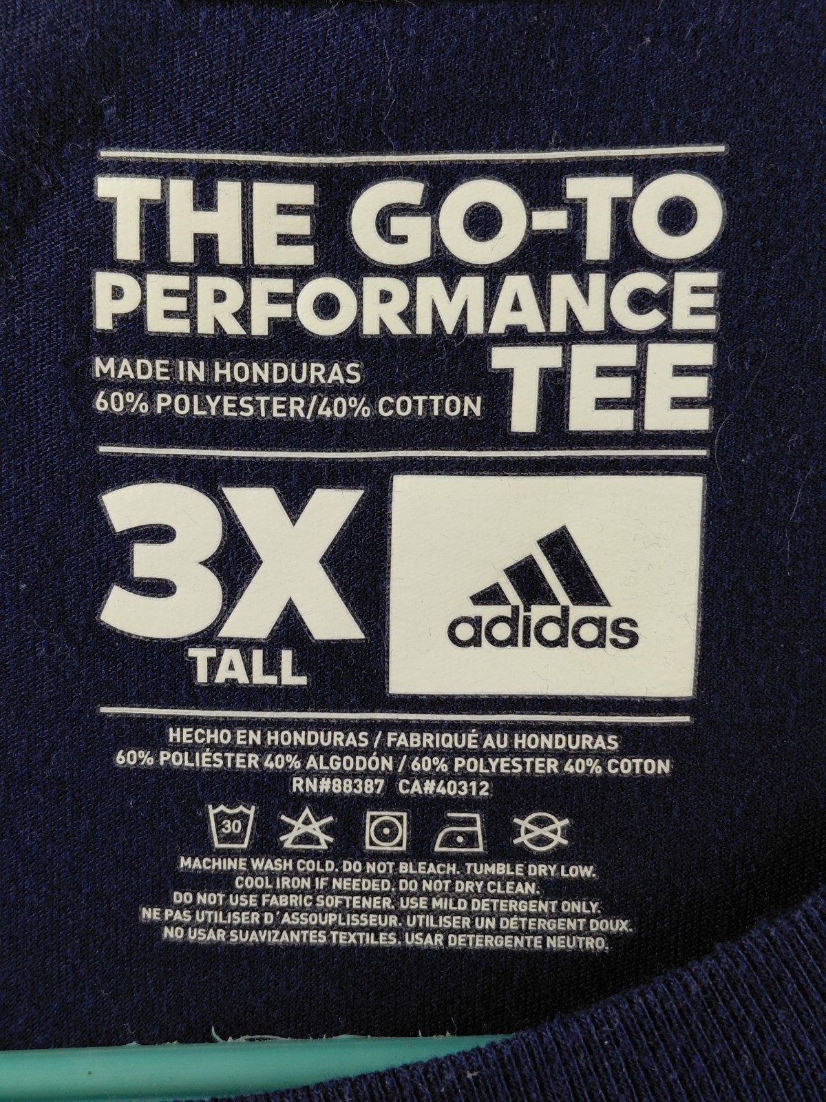 Adidas Men’s T-Shirt Size 3XL Tall Navy Climalite The Go-To Performance Tee