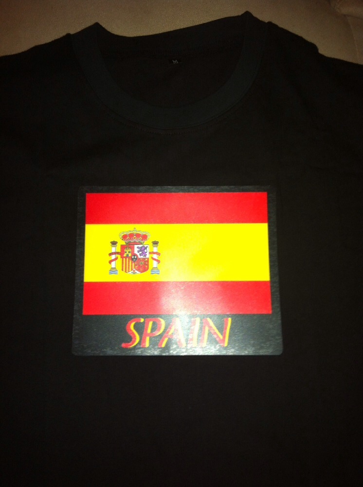 Spain LED Flag EQ Sound Activated Flashing LED Design T-Shirt All size in stock