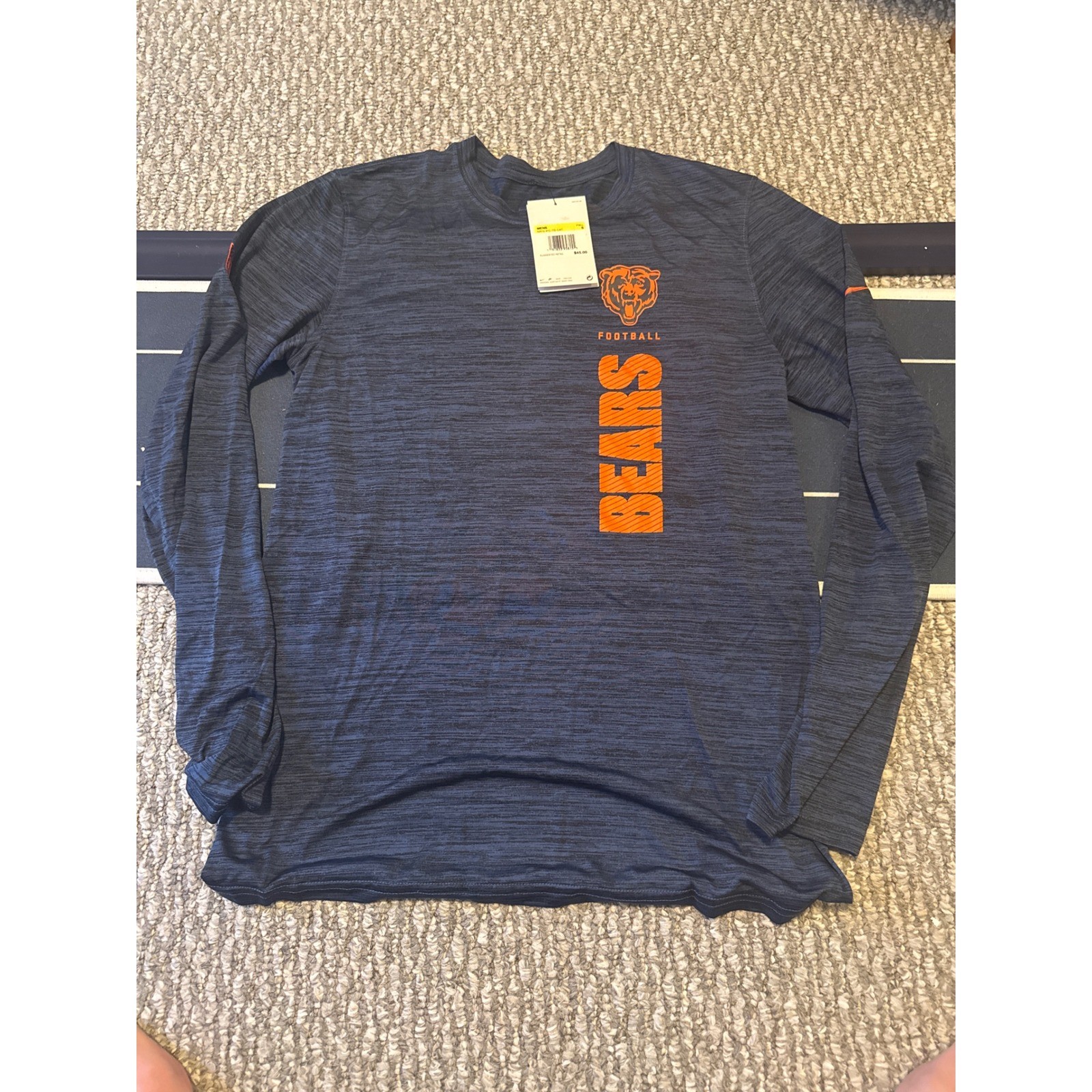 Nike Chicago Bears NFL Mens Long Sleeve Shirt Navy Blue Heather Small Brand New