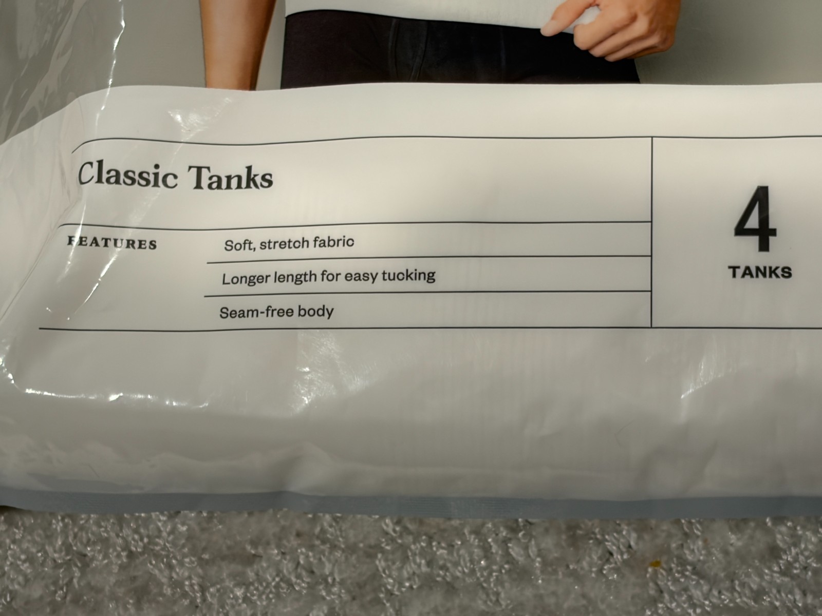 Goodfellow 4 Pack Classic Ribbed Tanks White Stretch Fabric Extra Long Size “M”!