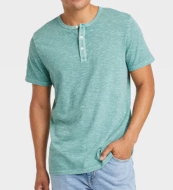 NEW Goodfellow & Co. Men’s Short Sleeve Henley Shirt Green Size Medium