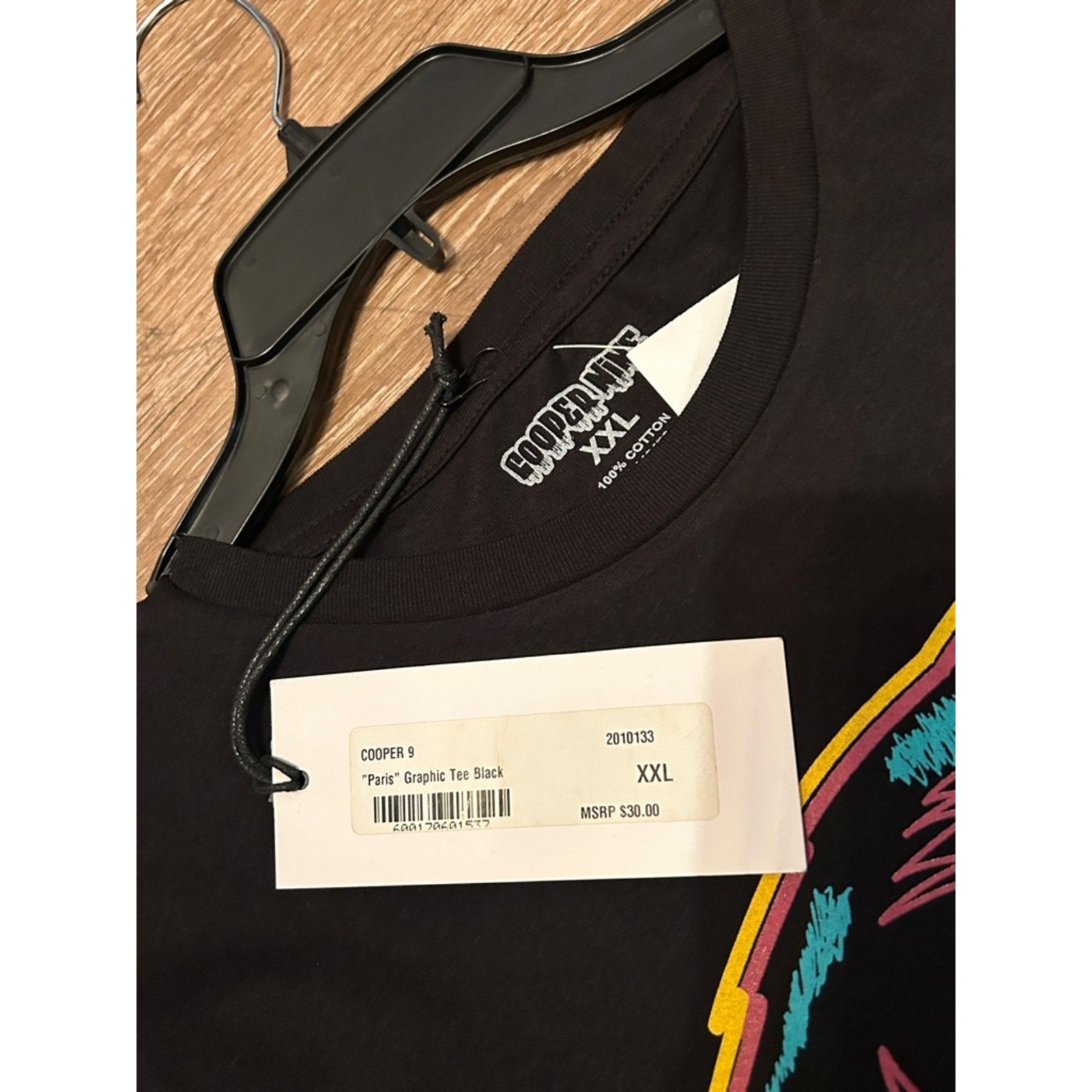 Source Unknown Black Tee with Neon Lion Graphic