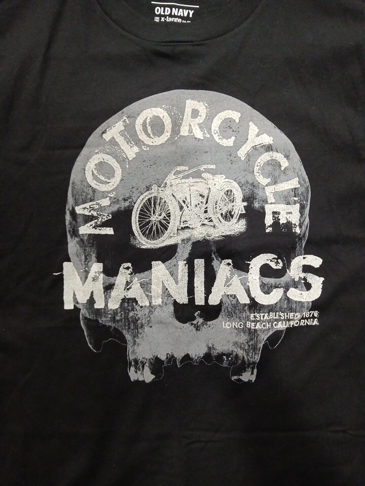 Motorcycle Skull T-shirt Large Old Navy Black