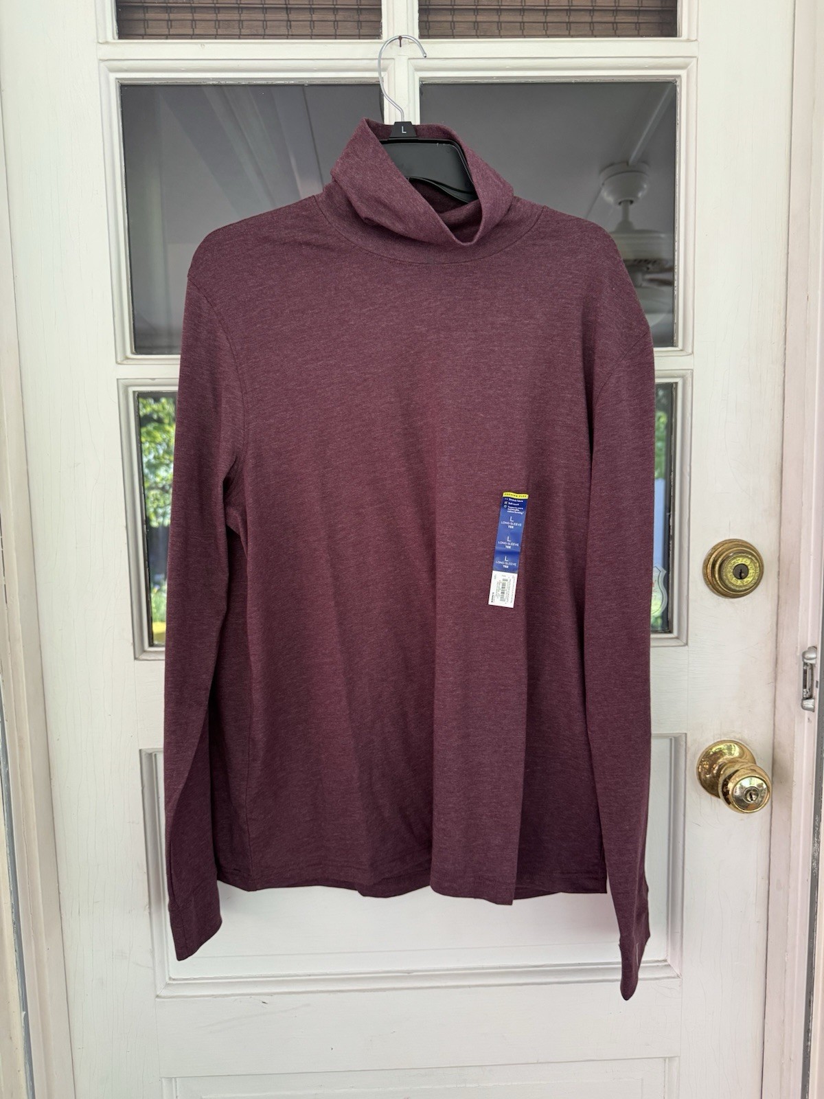 Apt. 9 Premier Flex Long Sleeve Mock Turtleneck Shirt Men’s Sz Large Maroon New