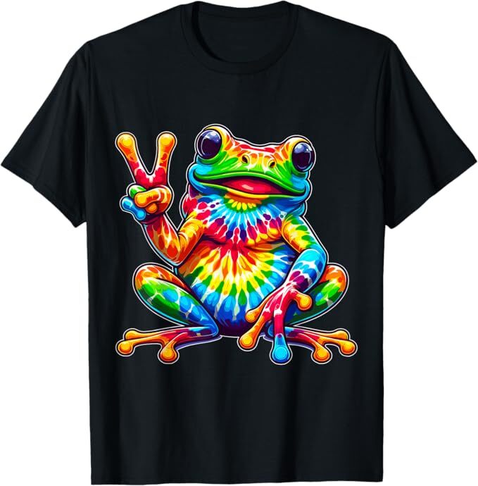 Tie-Dye Frog Peace Sign Hippie T-Shirt