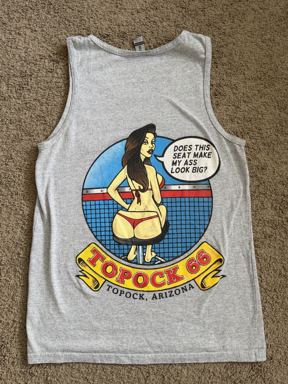 Vintage Topcok Route 66 Gildan Heavy Cotton Gray Funny Graphic Men’s Tank Top M