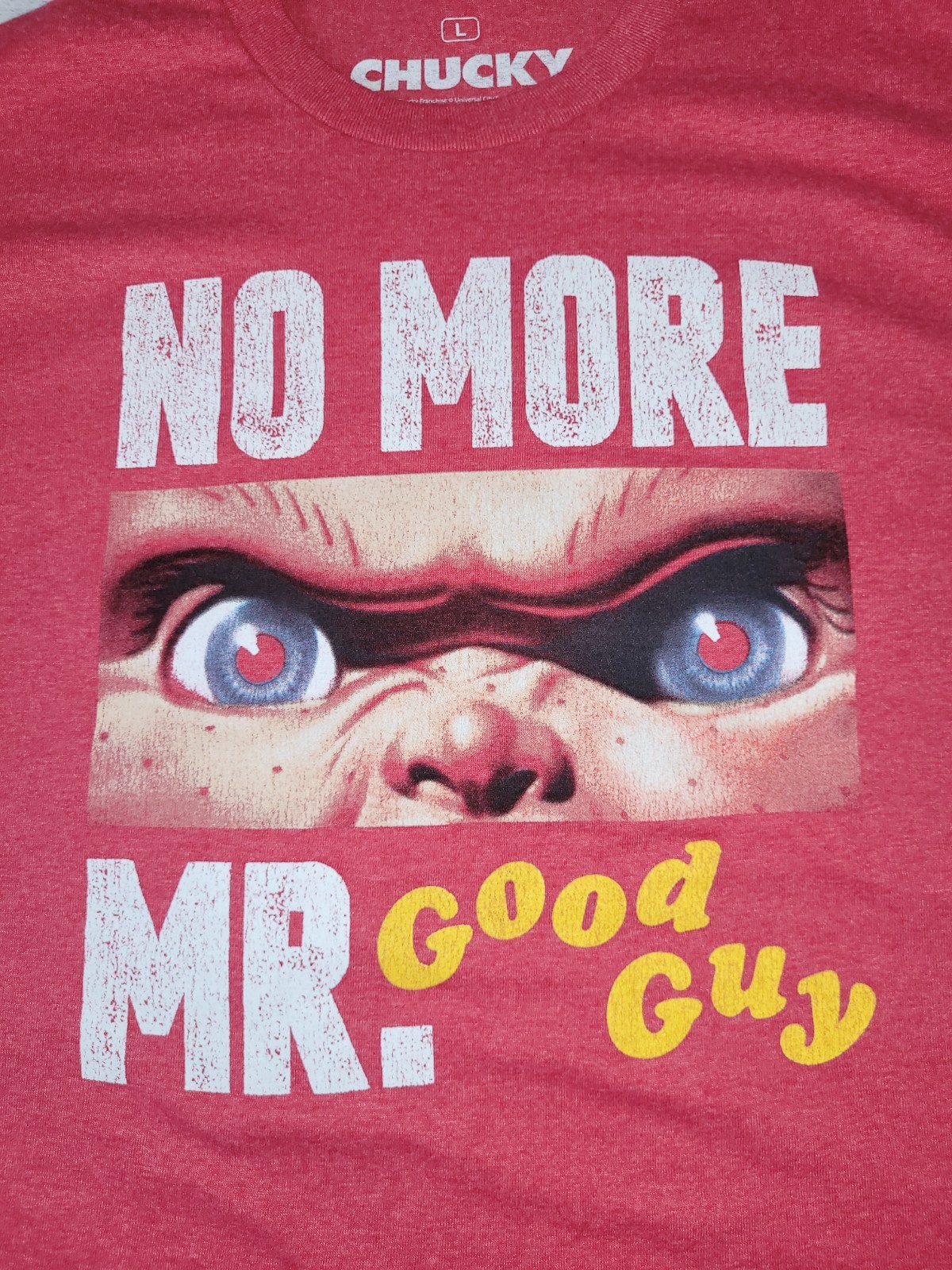 Chucky Mens Size Large No More Mr Nice Guy Child’s Play Red Short Sleeve Tshirt