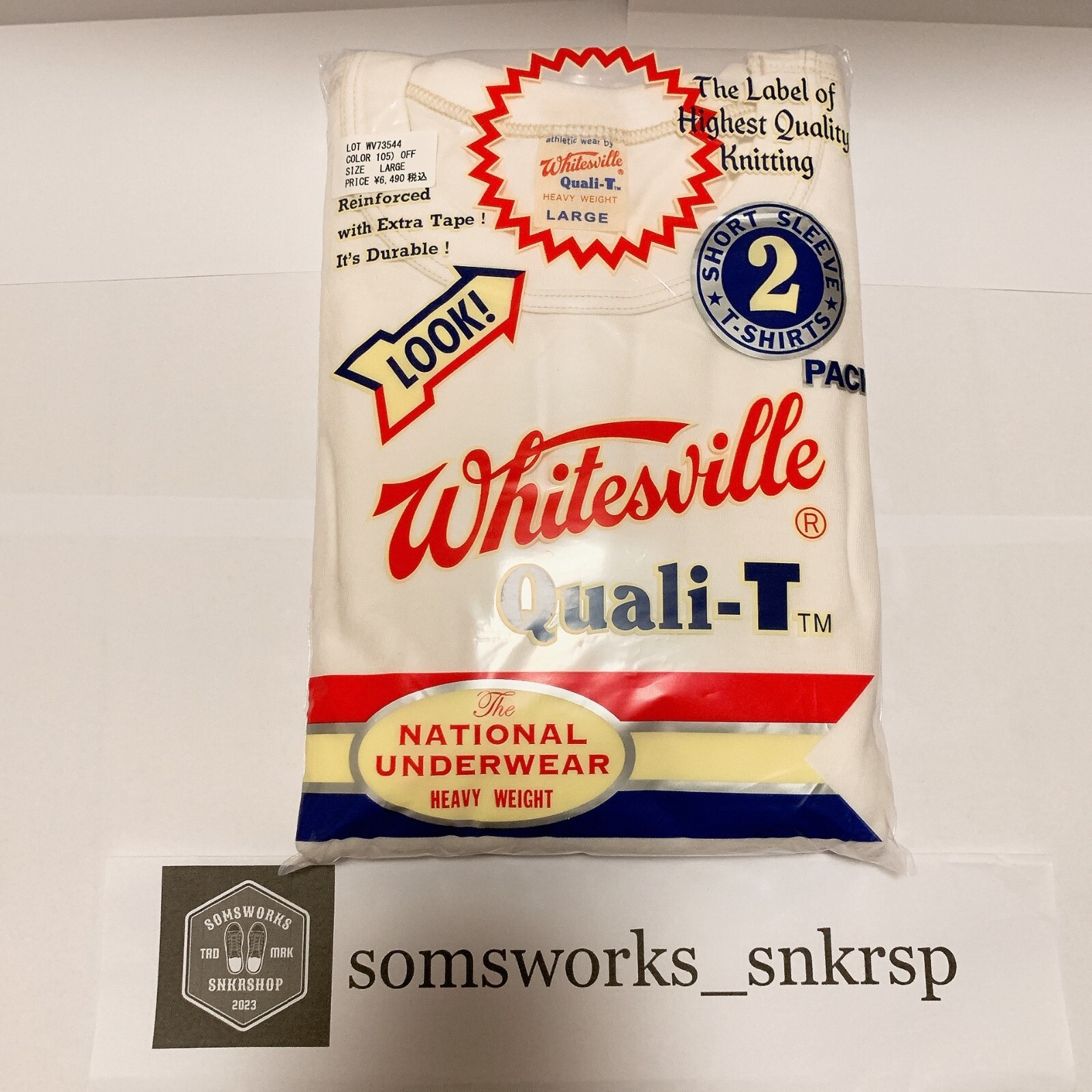 Whitesville WV73544 2-PACK T-SHIRT OFF-WHITE Size L Men’s unused Made in Japan
