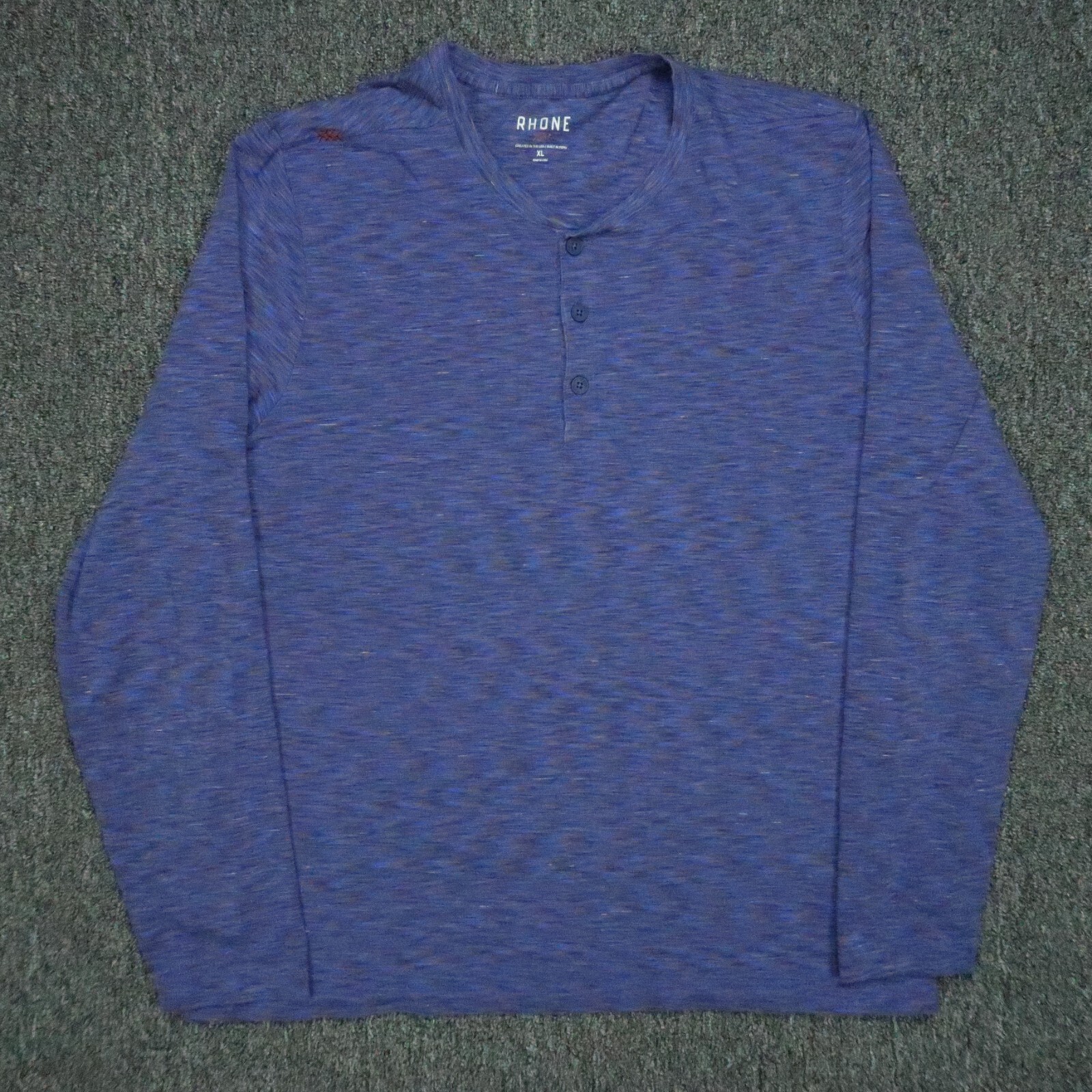 Rhone Shirt Mens Extra Blue Purple Long Sleeve Space Dye Henley