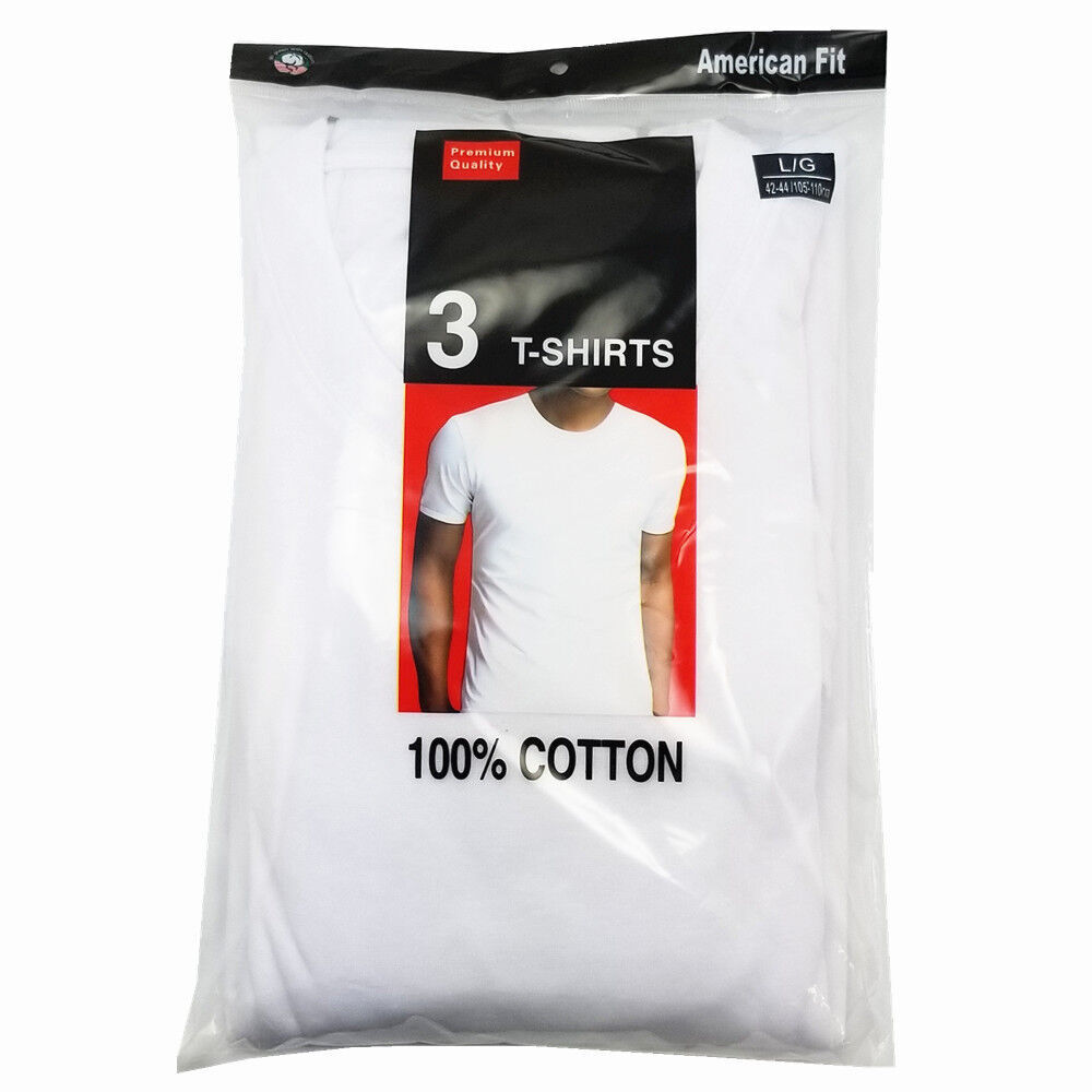 3-Pack Men’s Black/White 100% Cotton Crew Neck T-Shirts “Tagless ~ Undershirt”
