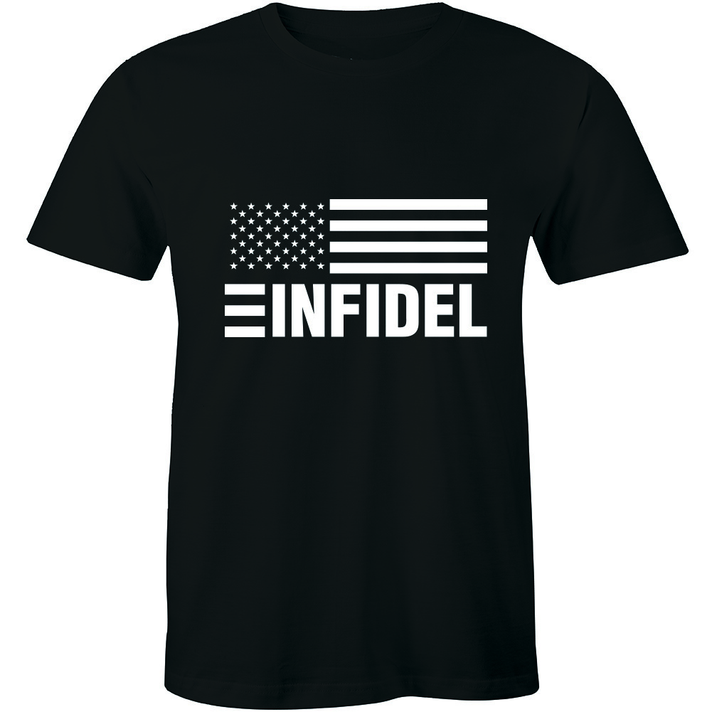Men T-shirt Gift Infidel – English Shirt Retro Cool USA Flag Funny Slogan Joke