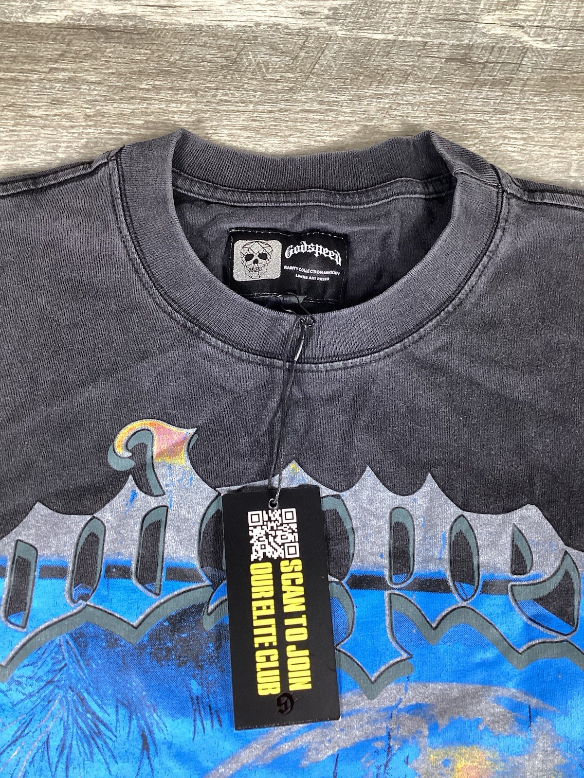 Godspeed Rare Collection Tee Small Black Blue Graphic Earth Streetwear NWT