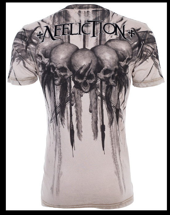 $58 AFFLICTION Sand Black WALKING DEAD Short Sleeve Slim Fit T-shirt NWT
