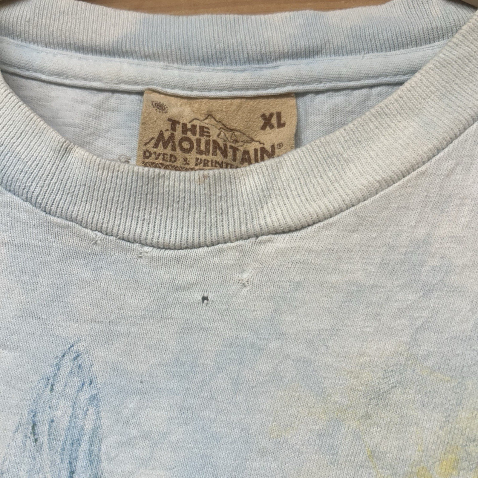 Vintage The Mountain Light Blue Tie Dye Fairy Forest Nature Graphic T Shirt L/XL