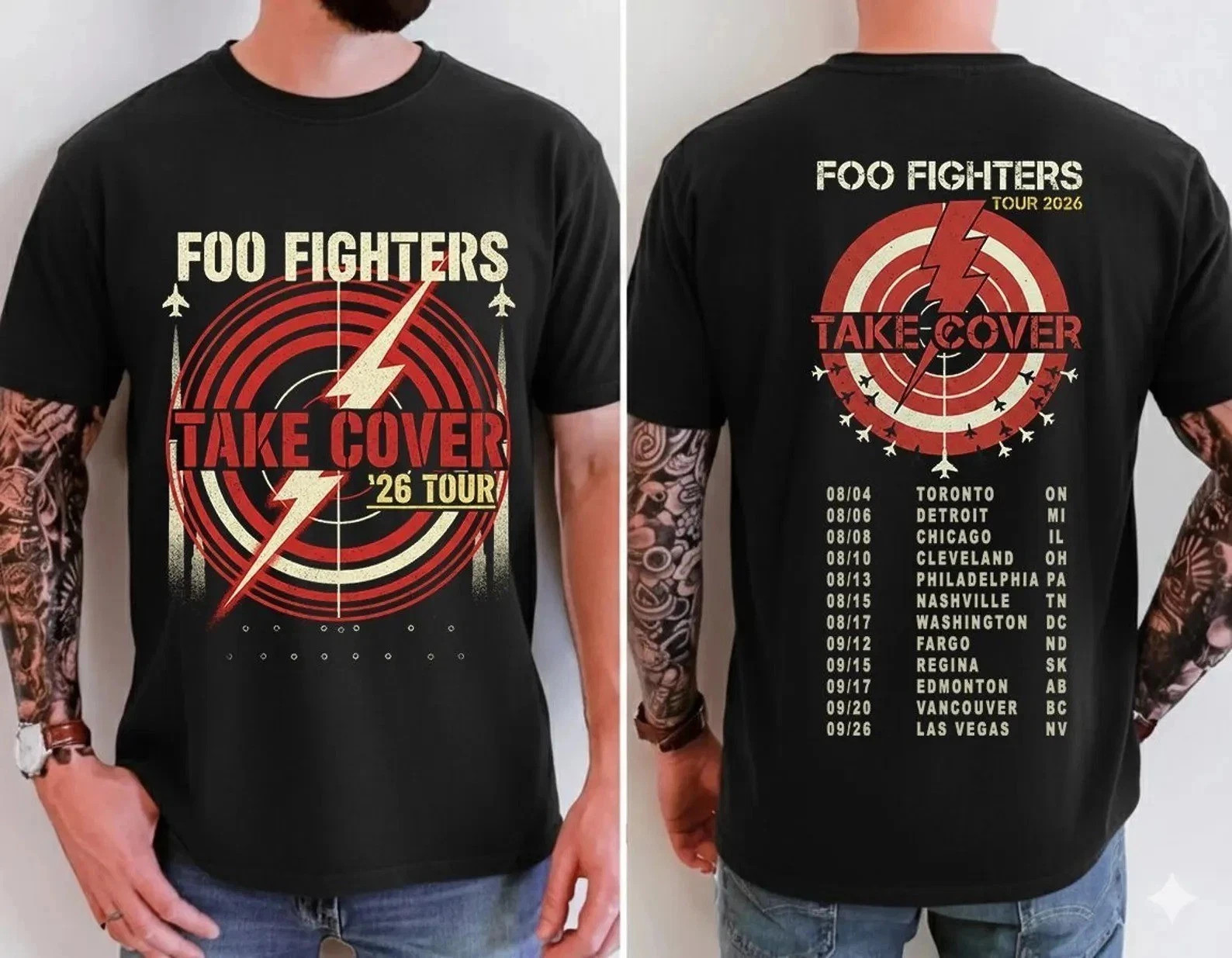 Foo Fighters Take Cover Tour 2026 Concert Graphic T-Shirt