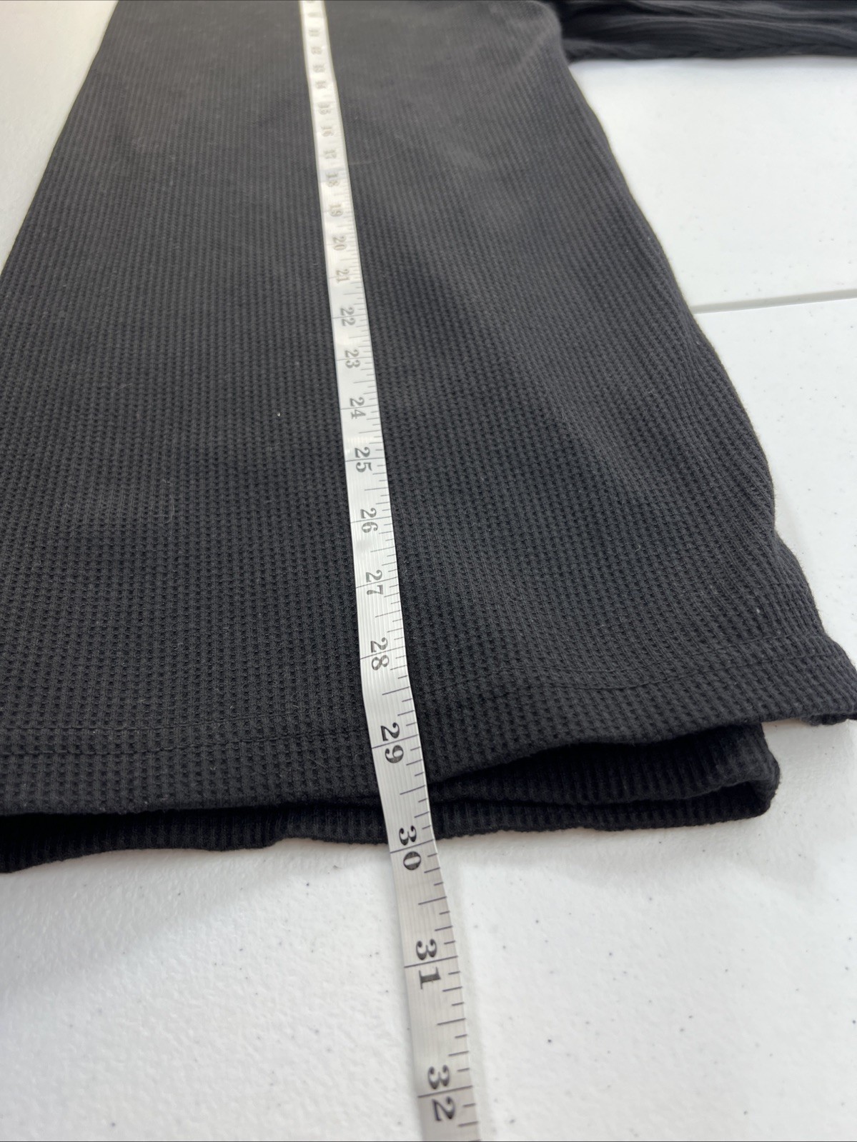 Linea Uomo Black Waffle Knit Thermal V-Neck Size XL