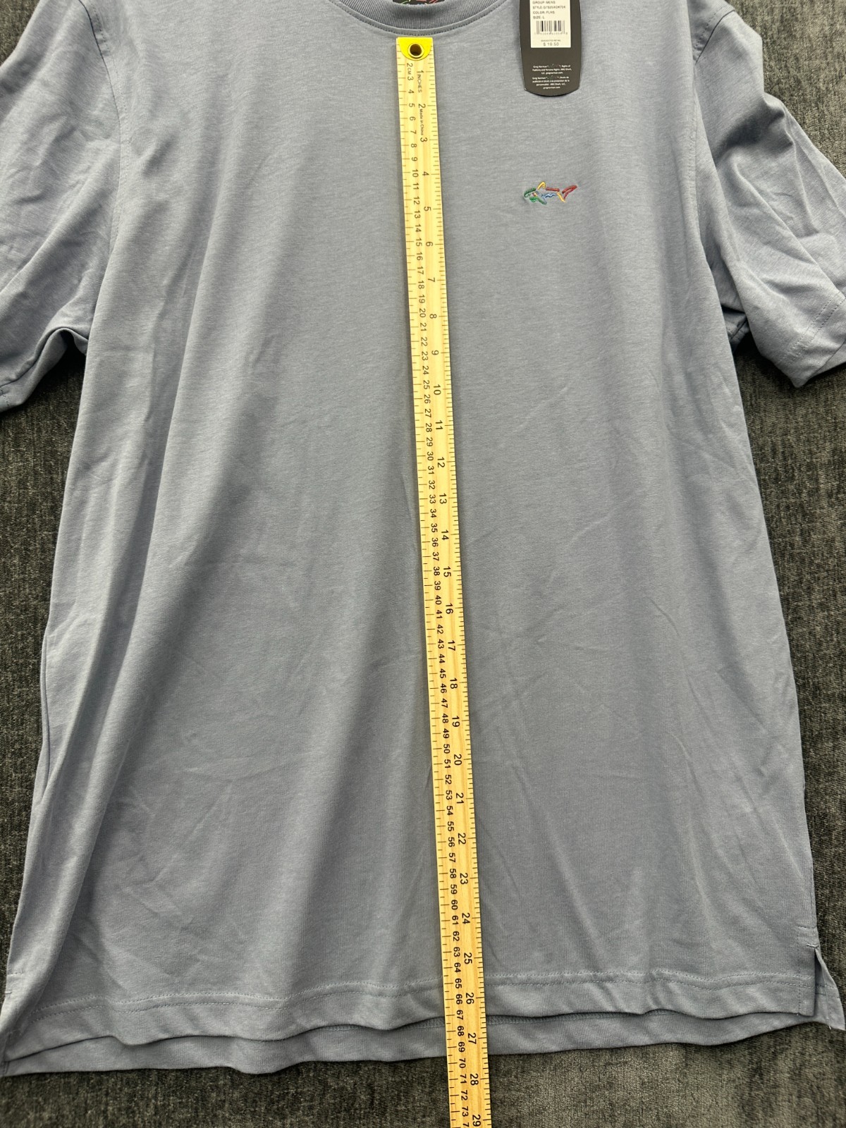 Greg Norman T Shirt Mens Large Gray Side Slit Cotton Crewneck Shark Logo Casual