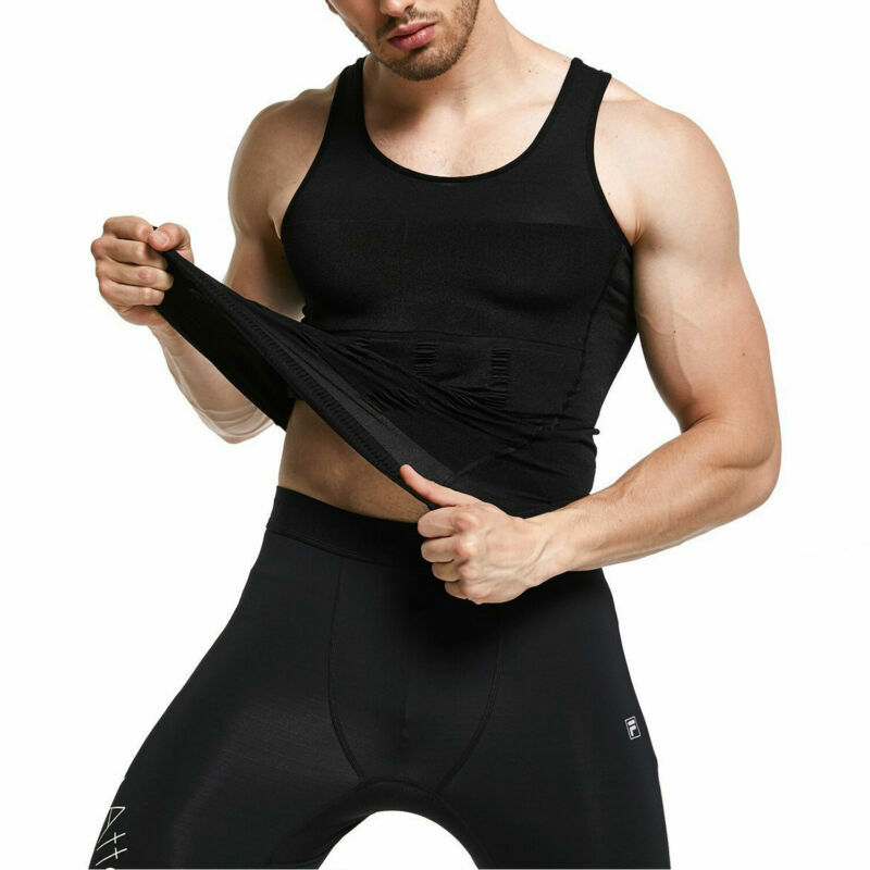 New Men’s Slimming Body Shaper Compression T-Shirt Round Neck Short Sleeve Top