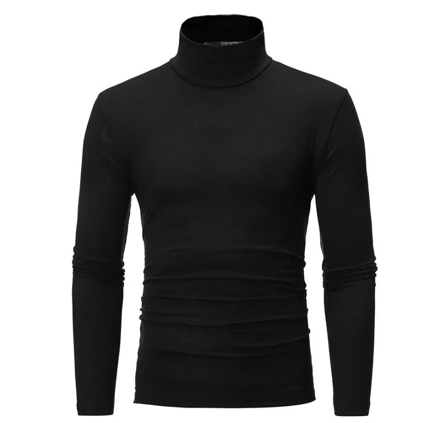 Mens Turtleneck Basic Pullover Long Sleeve Jumper Top Casual Slim Fit T-Shirt**