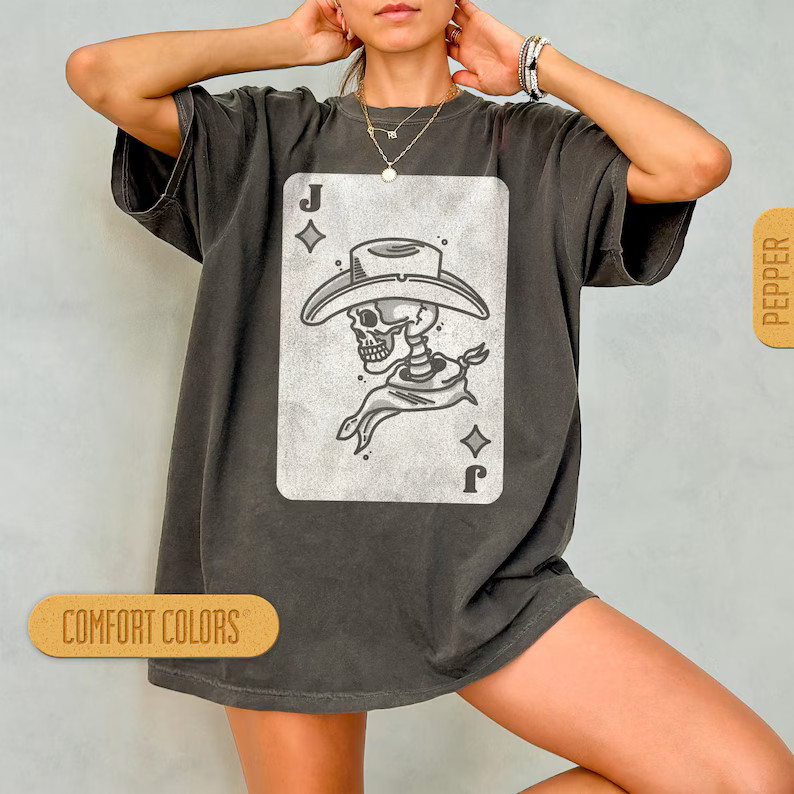 Outlaw Skeleton Playing Card Comfort Tee Poker Game