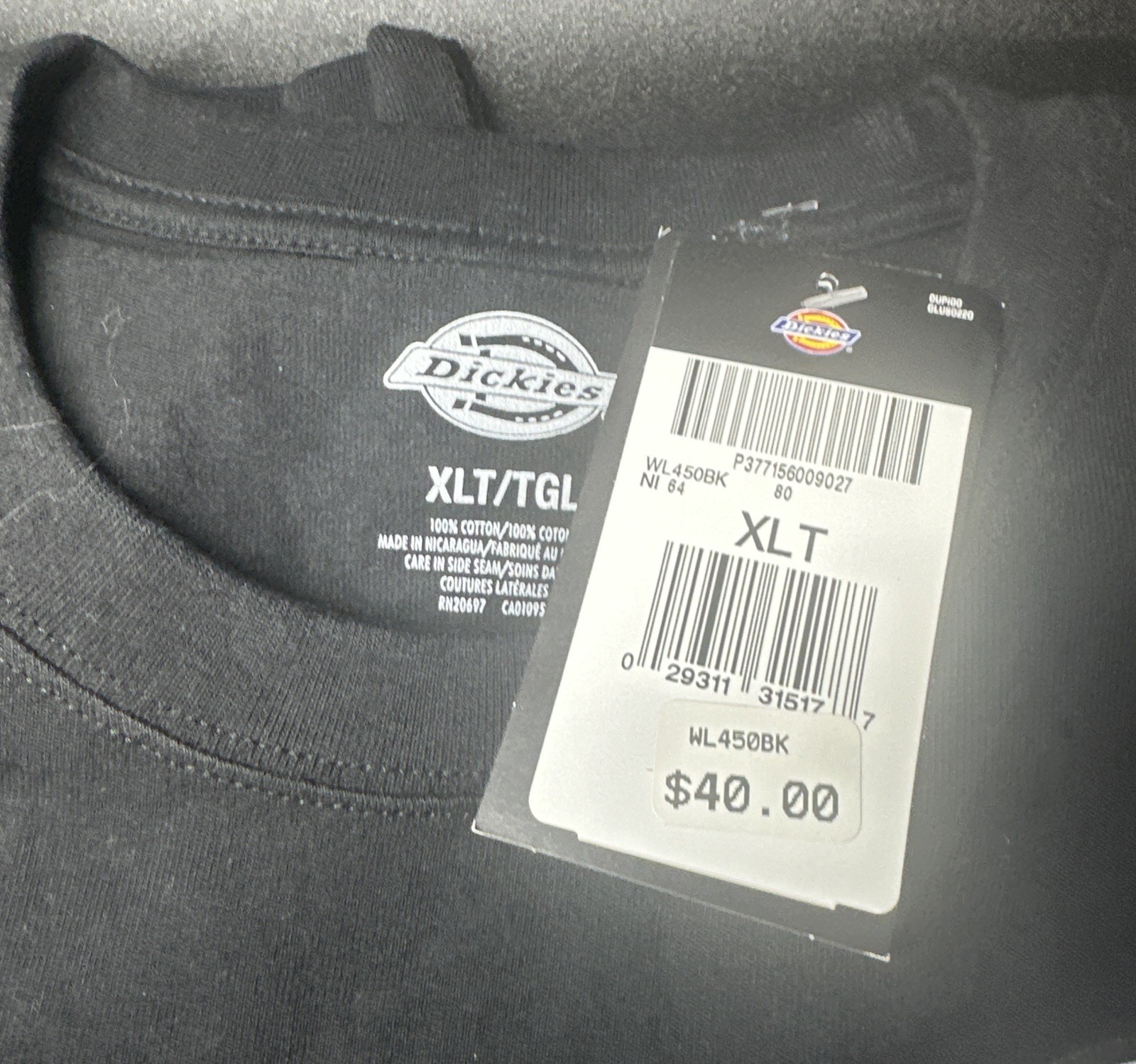 Dickies Long Sleeve Heavyweight Pocket Tee. Dickies Pocket T WL450, Black XLT