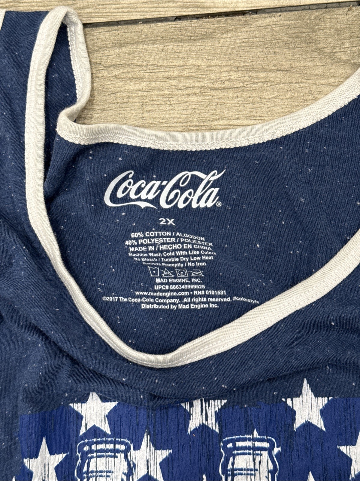 2017 Officially Licensed Coca-Cola Red White Blue Ringer Style Tank Top Size 2X