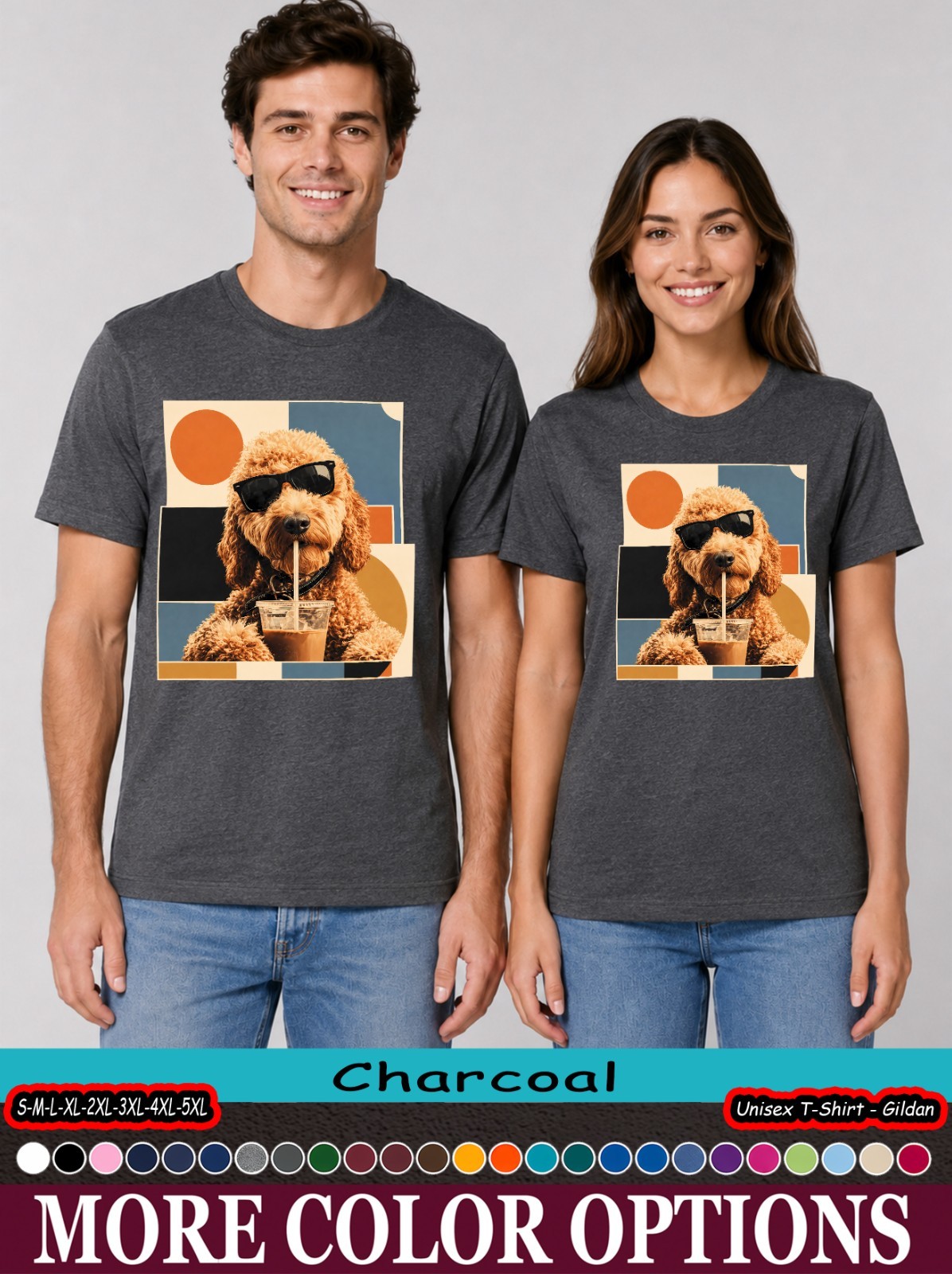 Goldendoodle Iced Coffee Shirt, Dog Sunglasses Pup Graphic Tee-tien