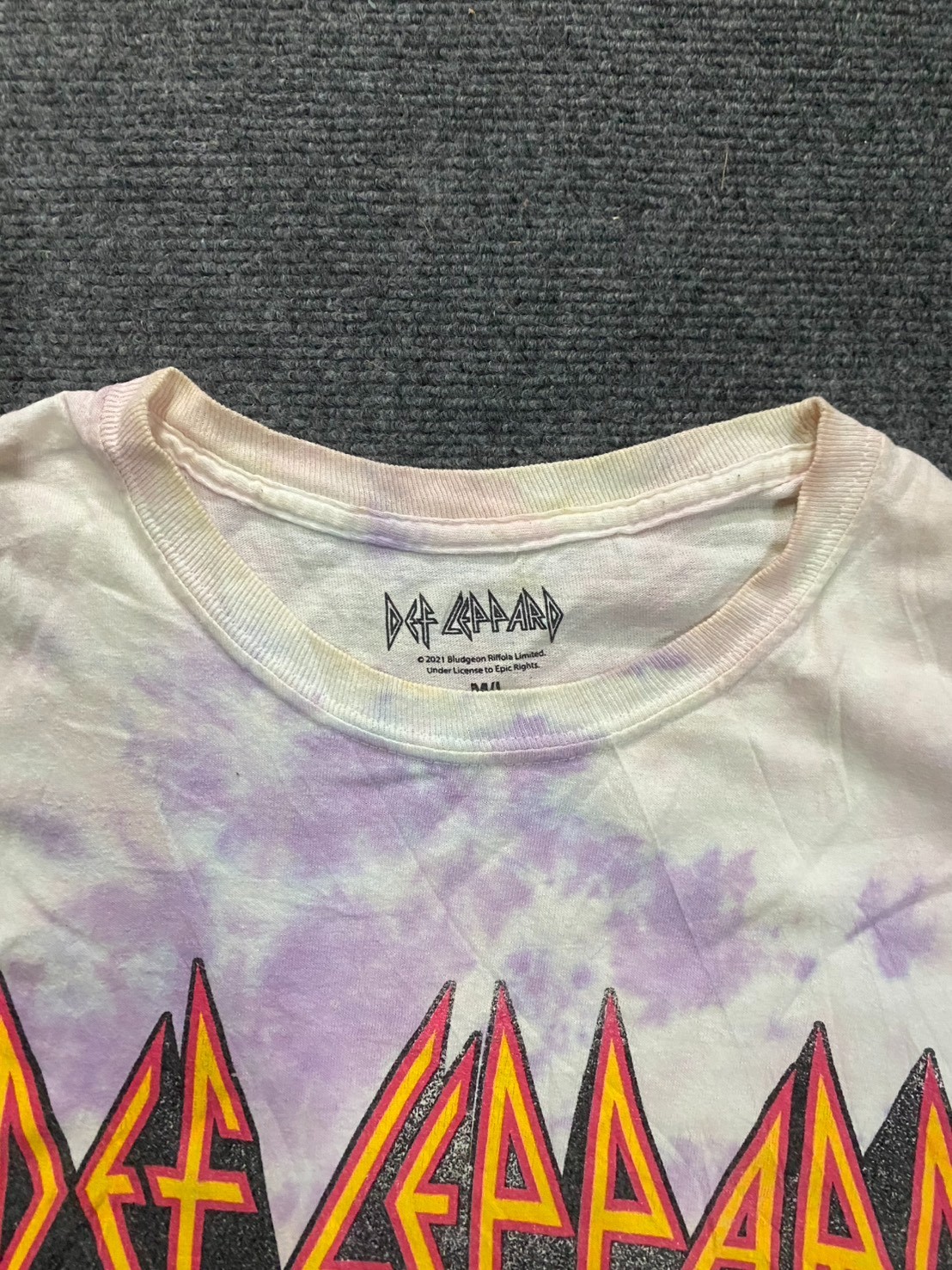 2021 Def Leppard High ‘N’ Dry Tie Dye Long Sleeve Band T-Shirt M/L Double Sided