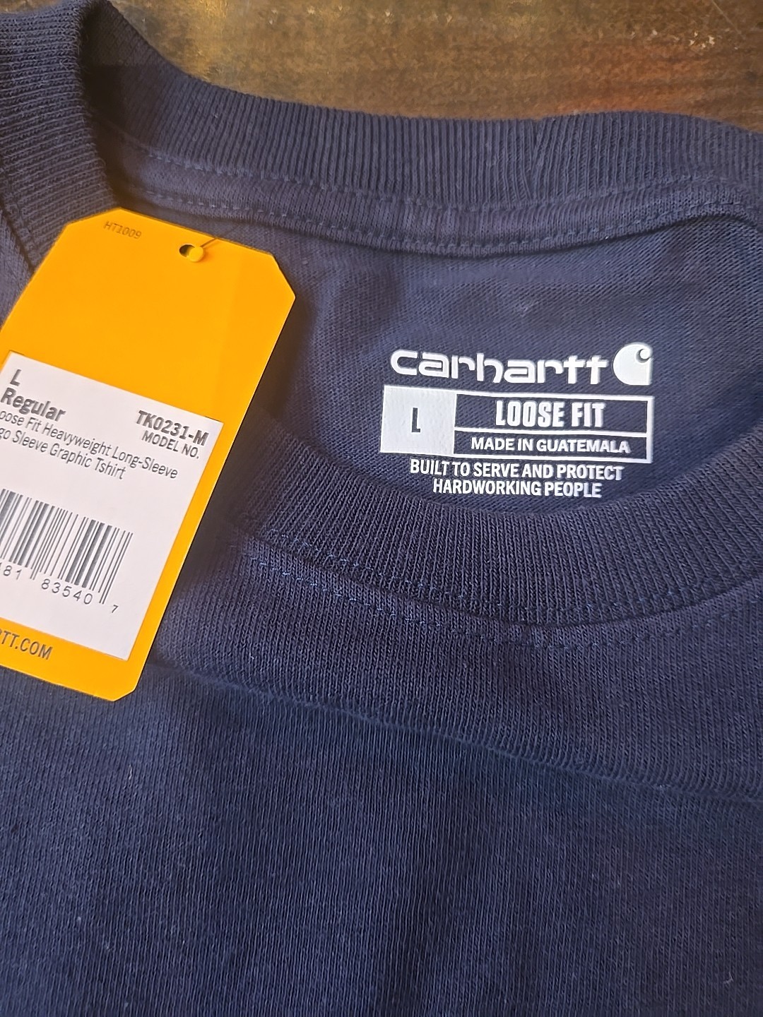 carhartt long sleeve Logo T shirt L Navy K231
