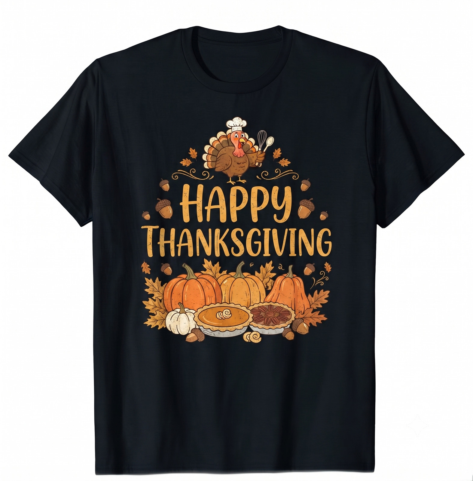 Funny Thanksgiving Turkey Chef And Pies Cooking T-shirt For Men Women