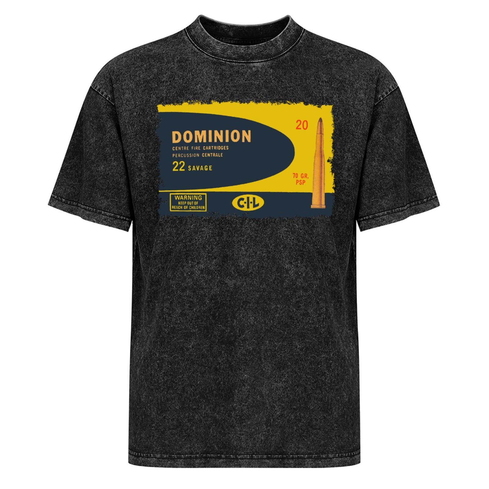 Dominion 22 Savage Ammo Box Vintage Style T-Shirt Mineral Wash Black Tee