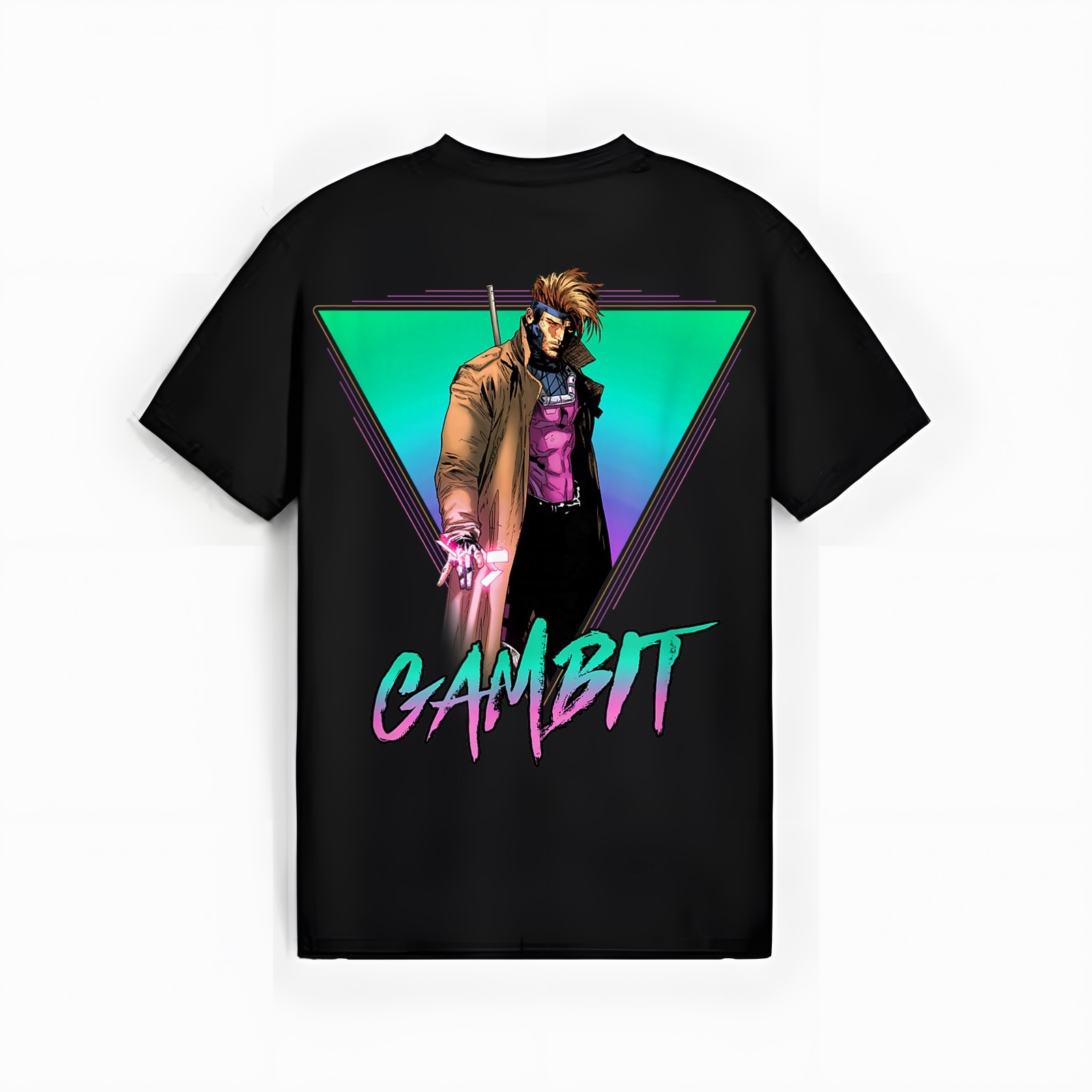 Marvel X-Men Gambit Epic Neon 80’s Style Retro Portrait T-Shirt
