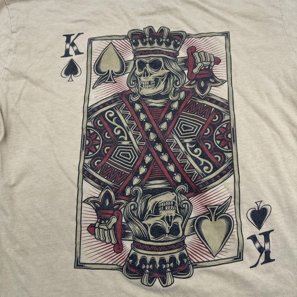 Brooklyn Vertical T-Shirt Graphic Print Skull King Tan Mens M * Actual Size SM *