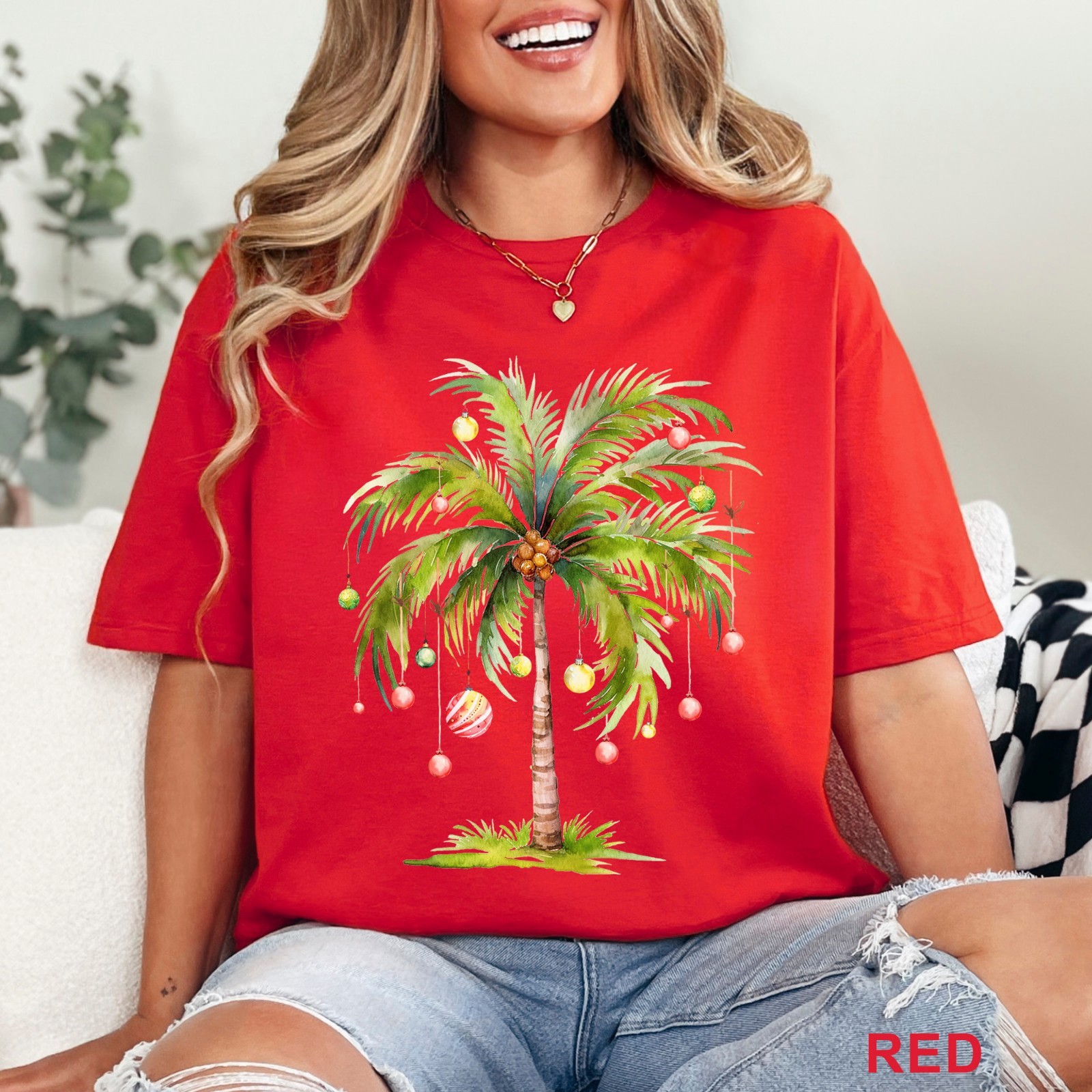 Christmas Palm Tree Shirt, Christmas Tree Tee, Tropical Palm Christmas, 203733
