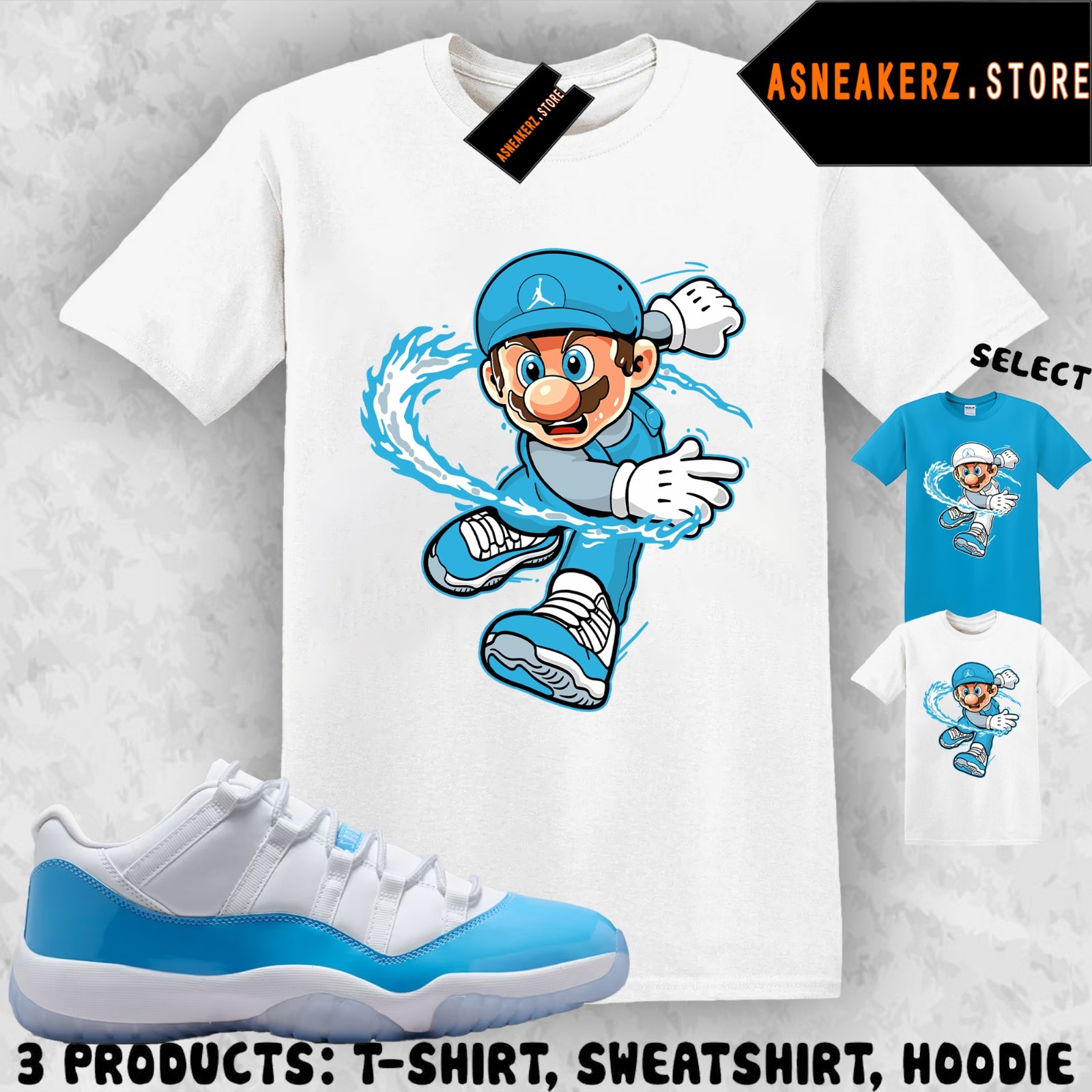 Shirt Matching AJ 11 Low University Blue 2026 To Match Sneaker Sneakerhead Mario