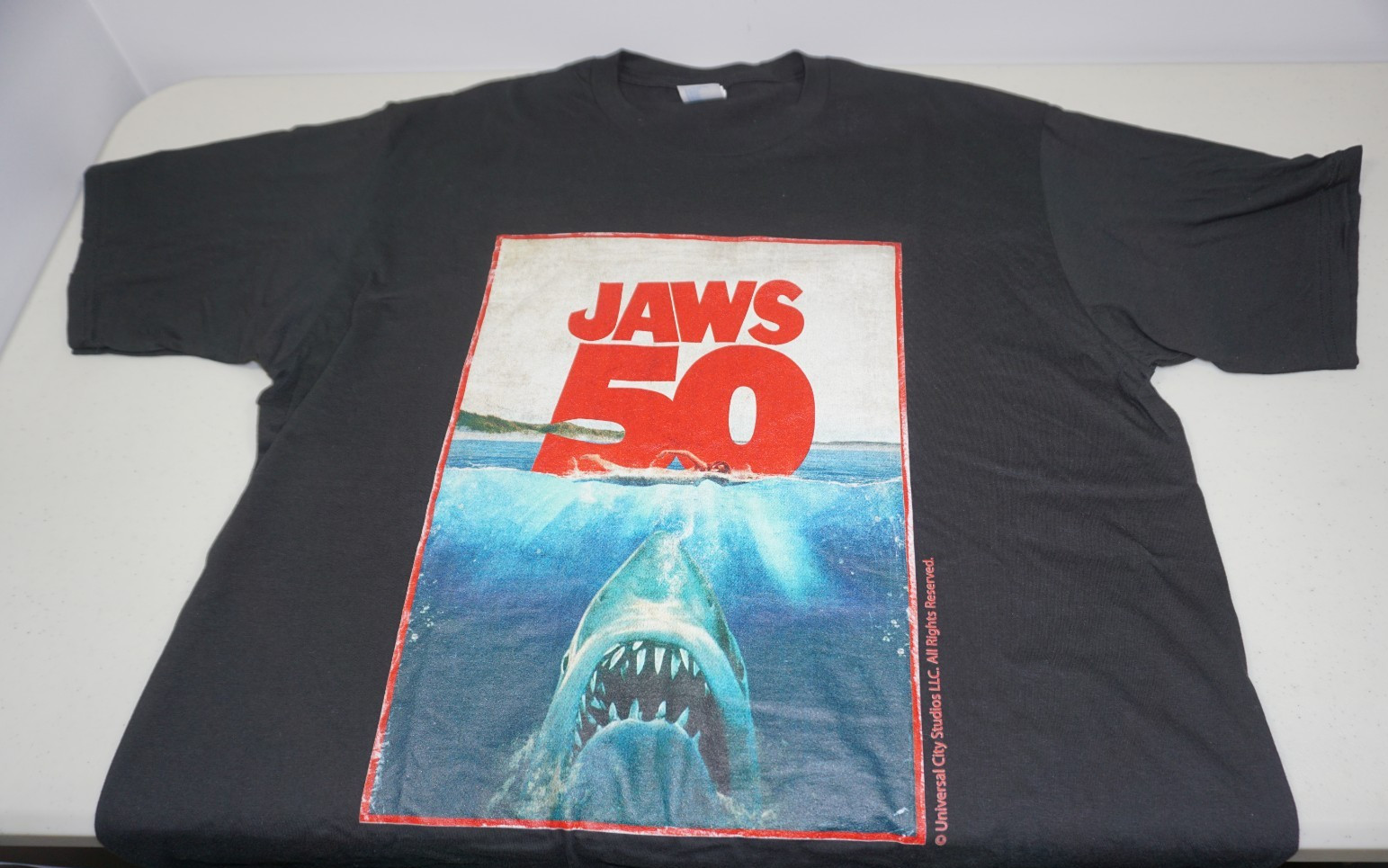 Jaws 50 50th Anniversary Universal City Studios Black T-Shirt Mens Size XL