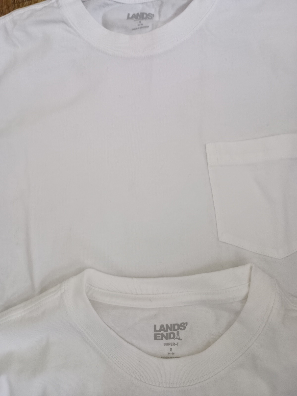 Lands’ End Men’s Solid Super-T Short Sleeve T-Shirt (34-36) Small White NWOT