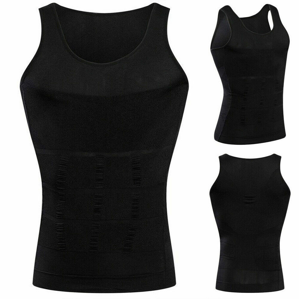 Men’s Shaper Cooling T-Shirt Compression Tummy Vest Underwear Slimming Tank Tops