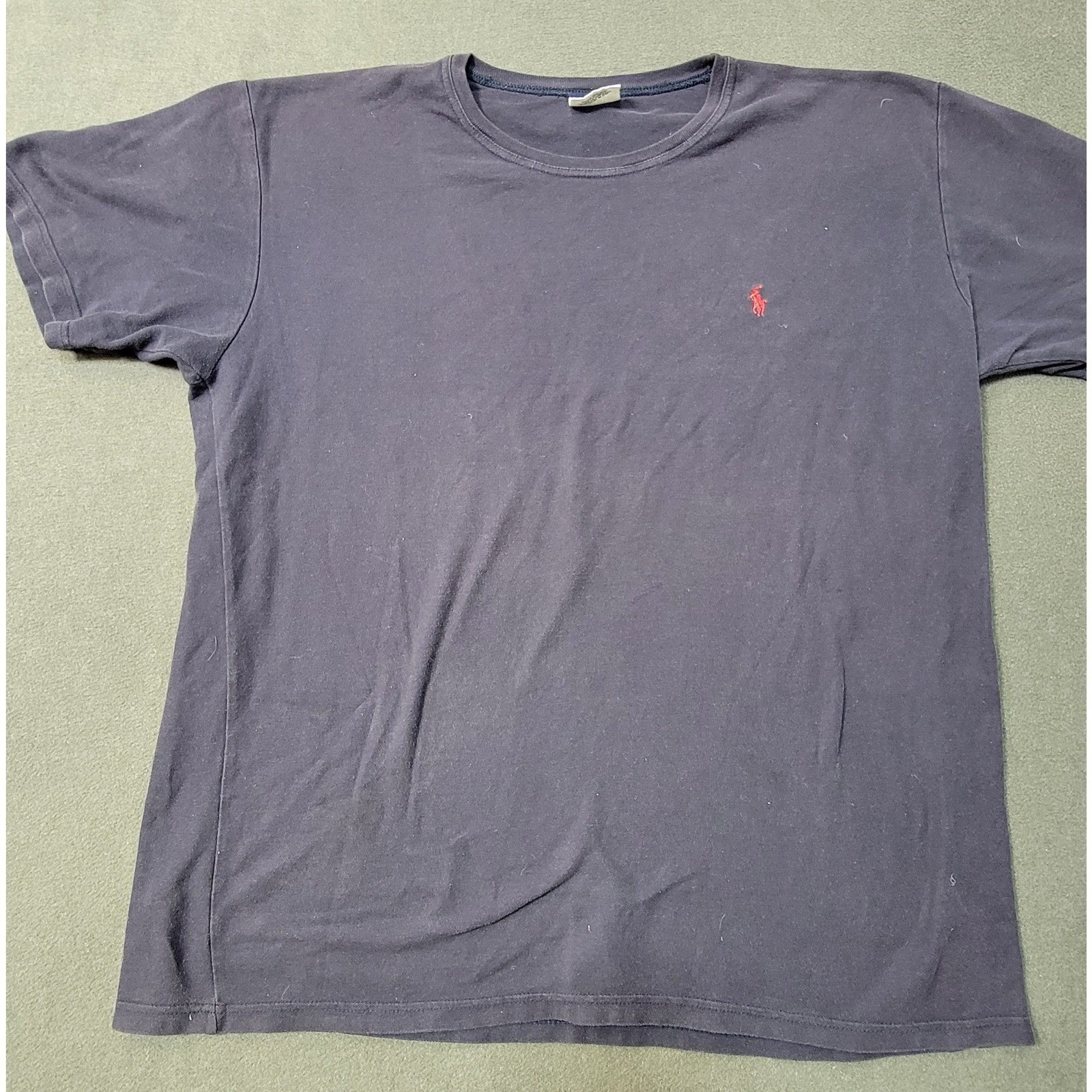 Polo Ralph Lauren Mens T-Shirt Navy Blue Red Pony Logo Crewneck Short Sleeve Tee