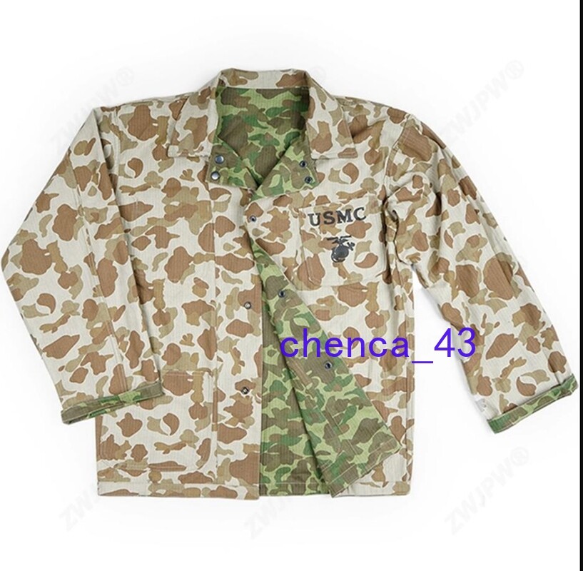 WWII US Army Solider USMC Pacific Camo Jacket Cotton Reversible Coat Casual Tops