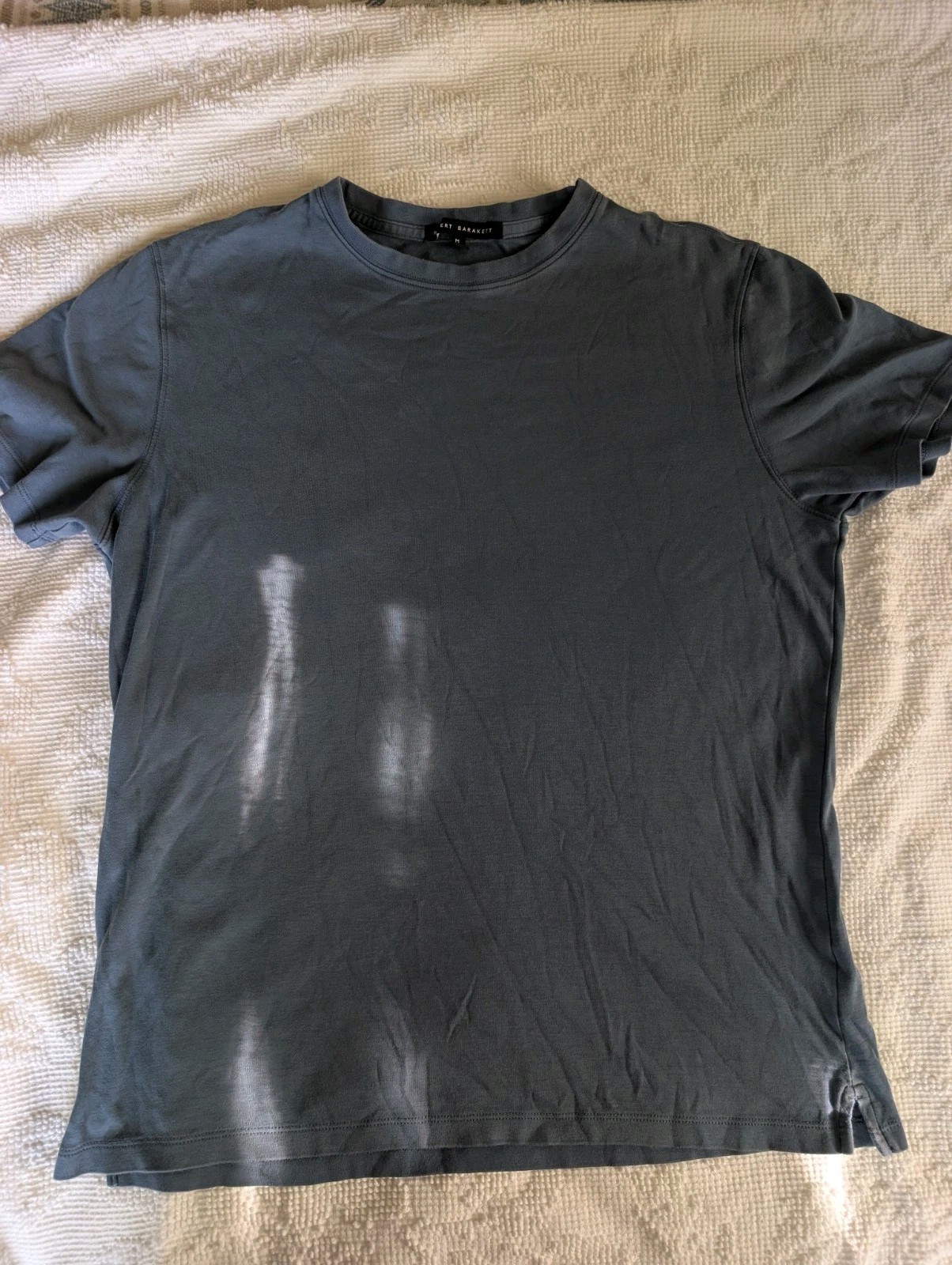 ROBERT BARAKETT Mens Beluga Gray 100% Pima Cotton Tee Sz Medium Quiet Luxury