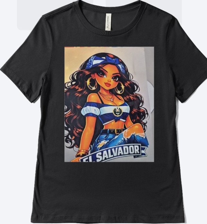 El Salvador Graphic Black Cotton T-Shirt, Short Sleeve, Size M, Teens